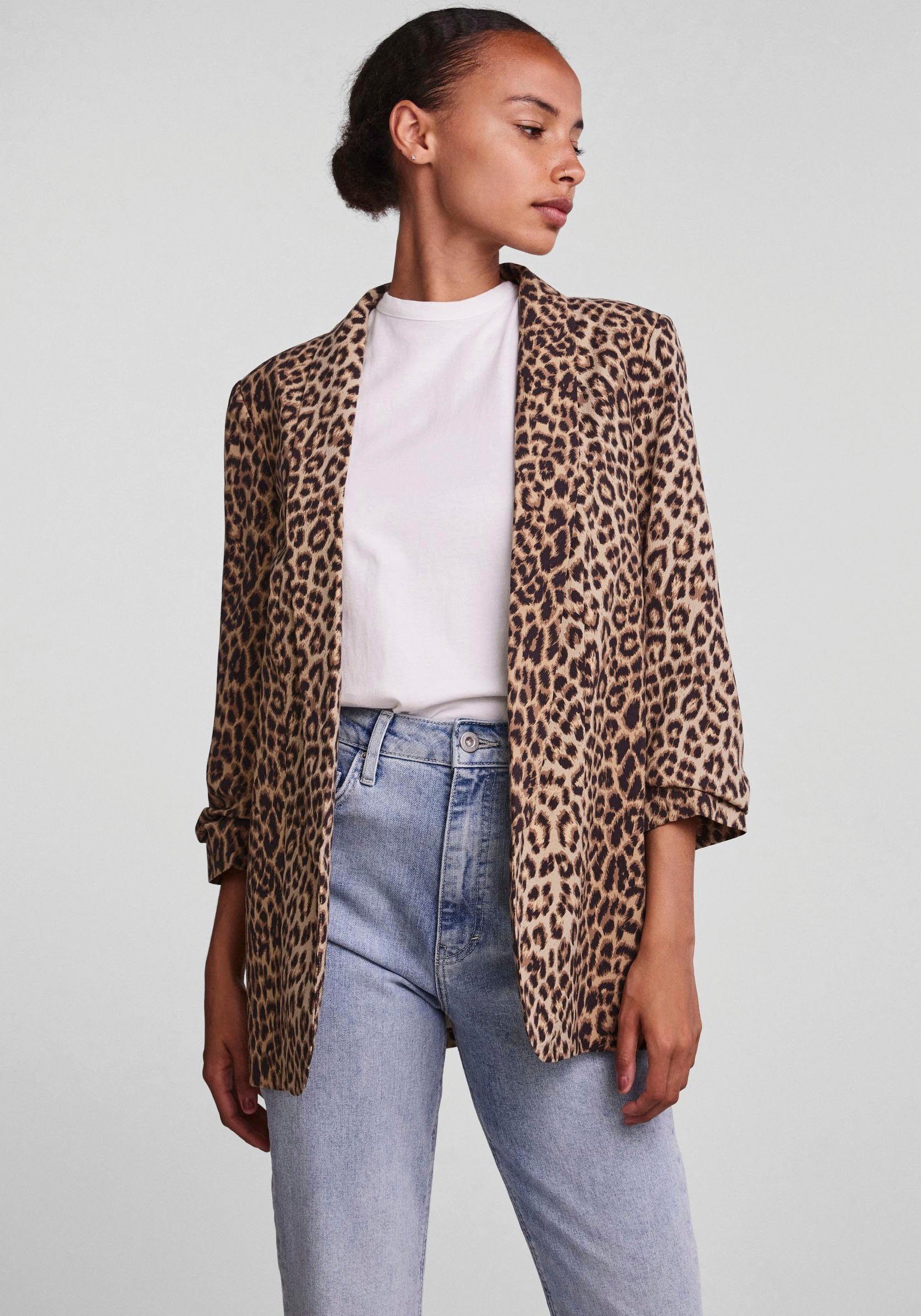 pieces Blusenblazer PCBOSELLA 3/4 PRINTED BLAZER NOOS mit 3/4 Ärmel