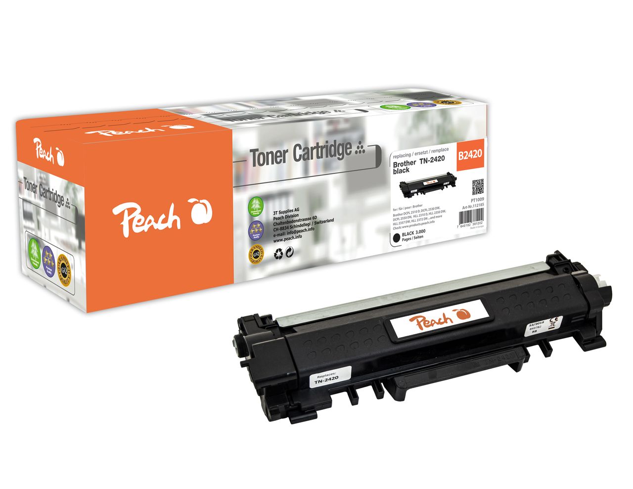 Peach Tonermodul schwarz ersetzt Brother TN-2420