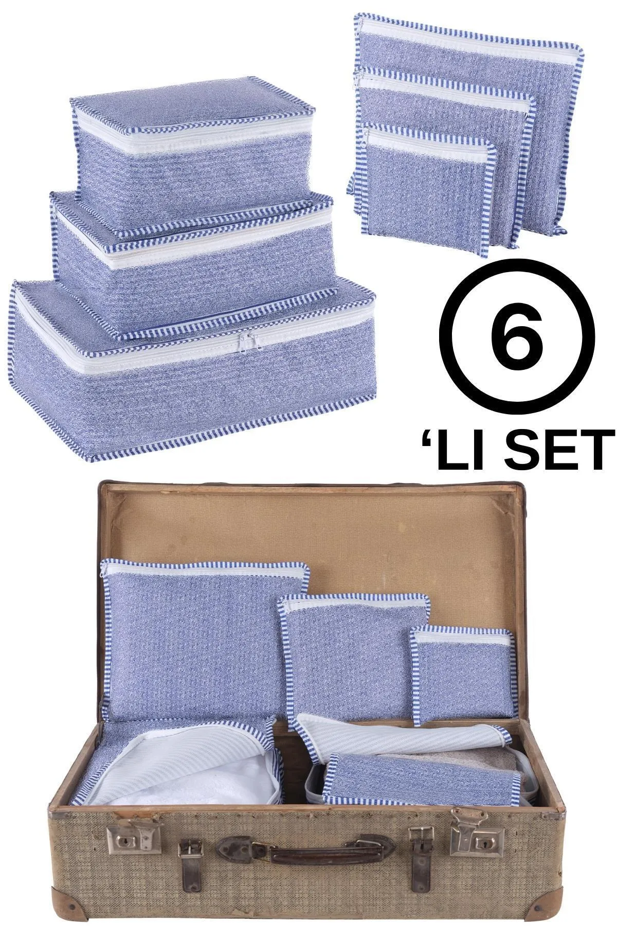 Znp Home  Reisen | Koffer-Organizer-Set 6-teilig | Koffer-Organizer Blau