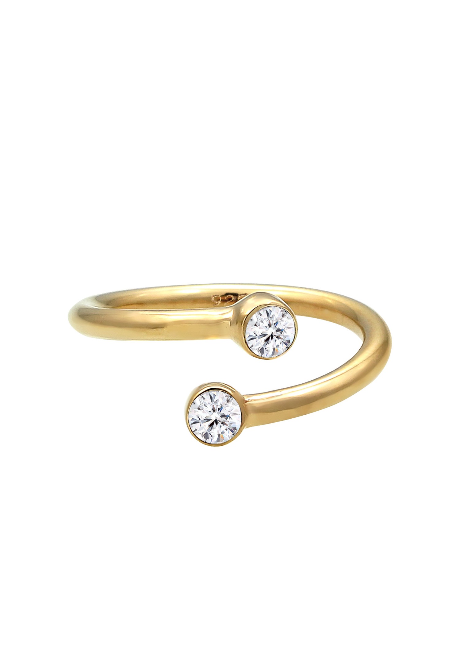 Elli Women's Sparkling Wrapped Open with Crystals in 925 Sterling Silver Gold Plated