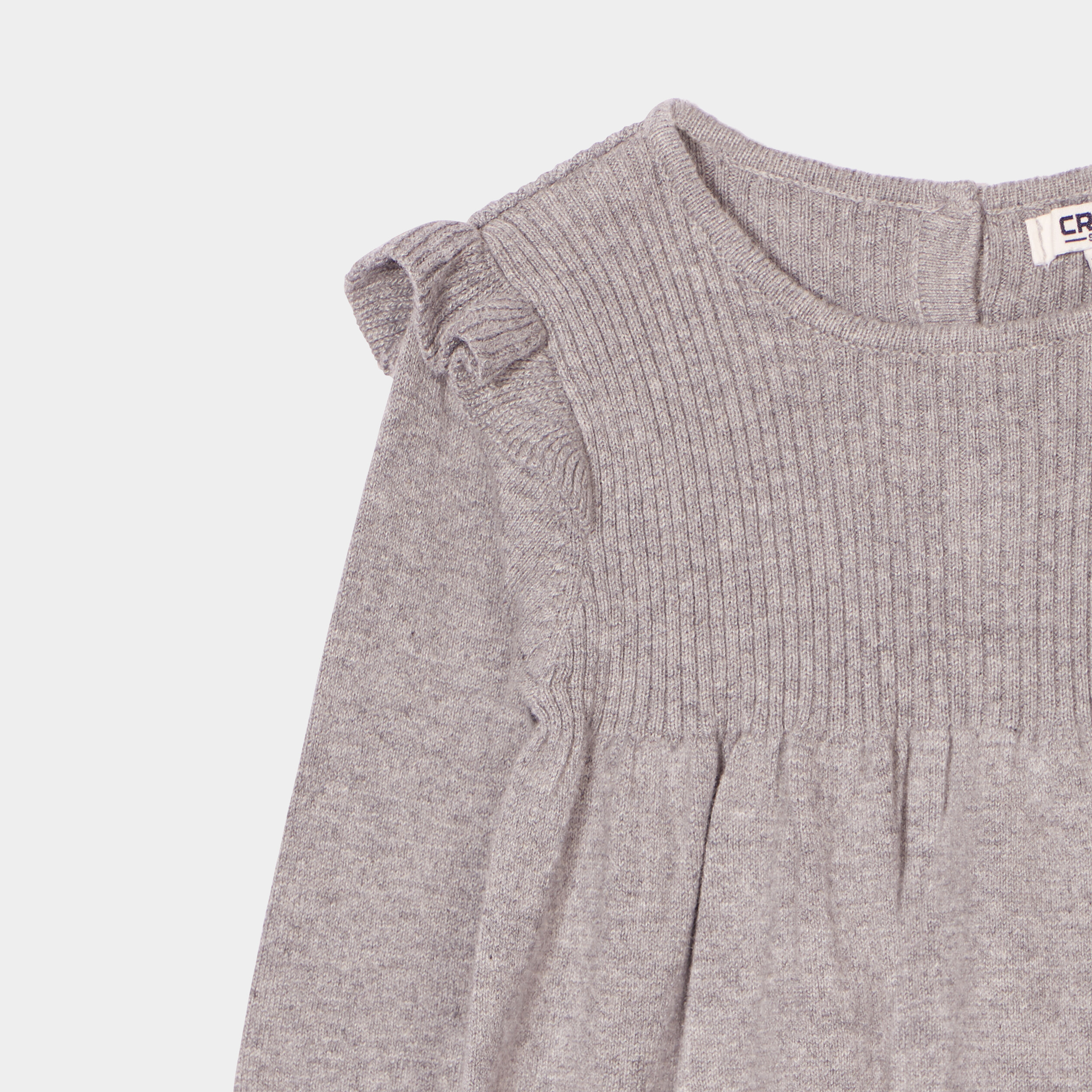 Robe pull à volants col rond Creeks gris bébé fille | La Halle