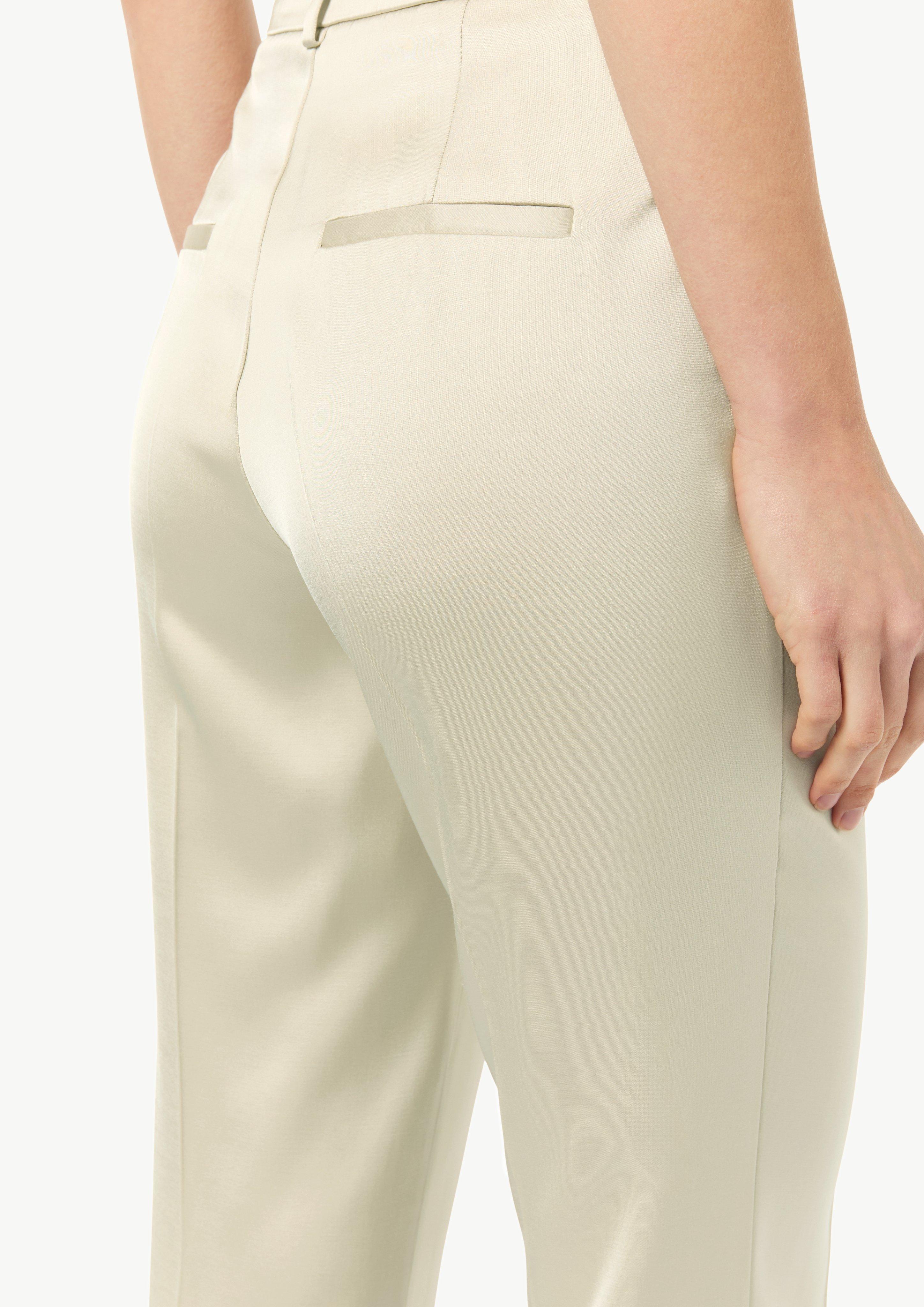 Regular: Satinhose mit geradem Bein - beige