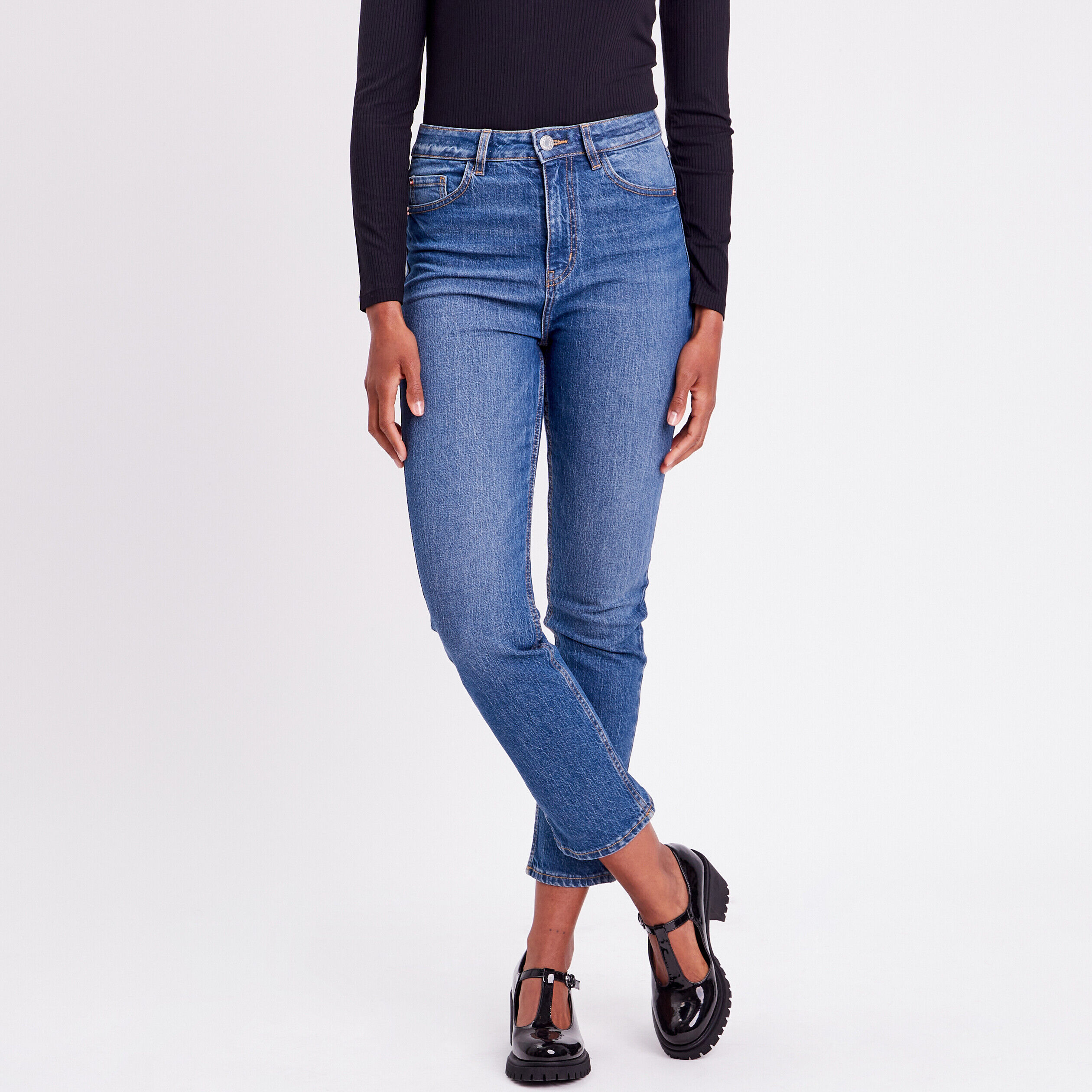 Jeans slim taille haute 7/8ème denim stone femme | Cache Cache