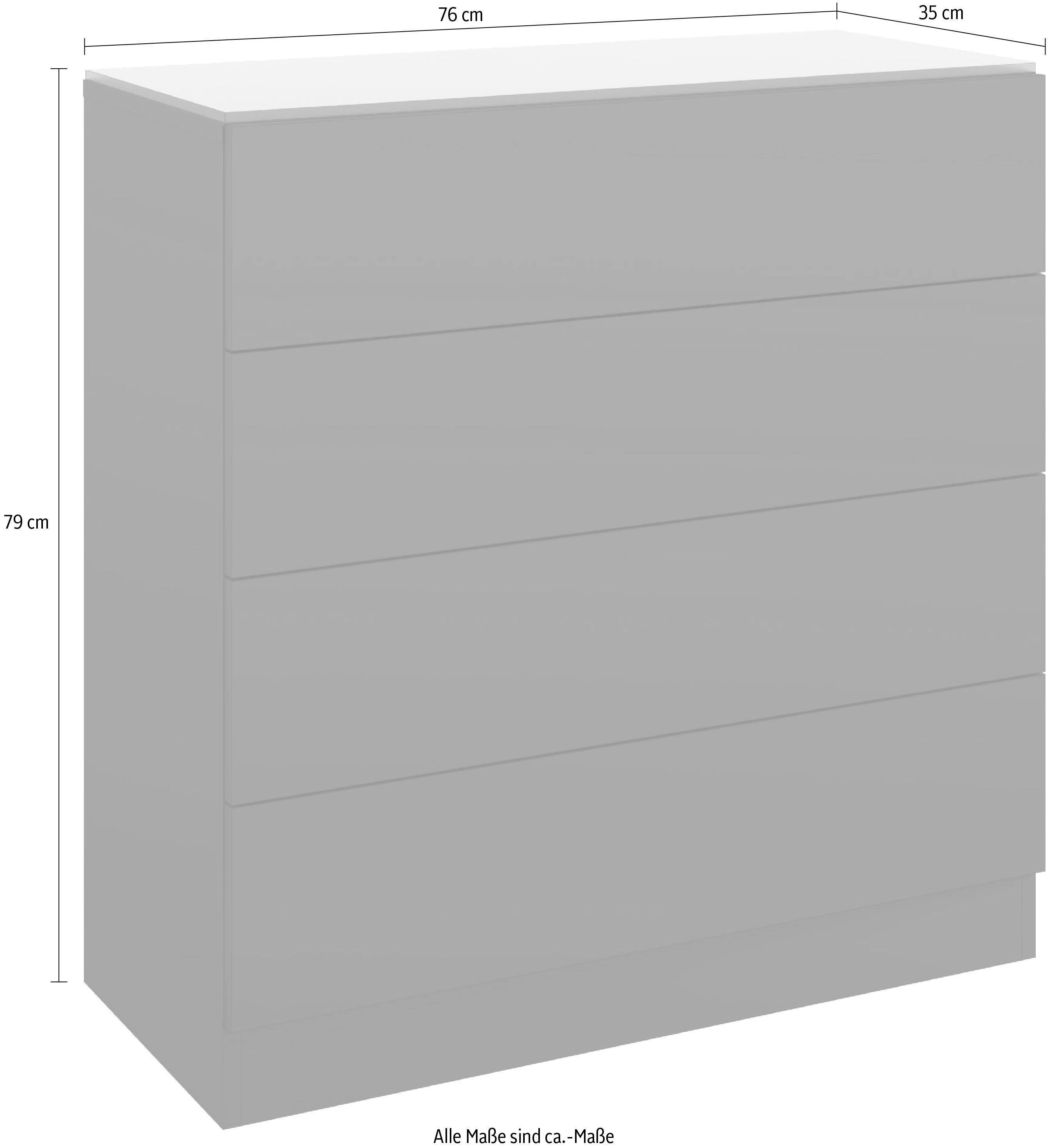 borchardt Möbel Schubkastenkommode Vaasa, Breite 76 cm, Glasoberboden