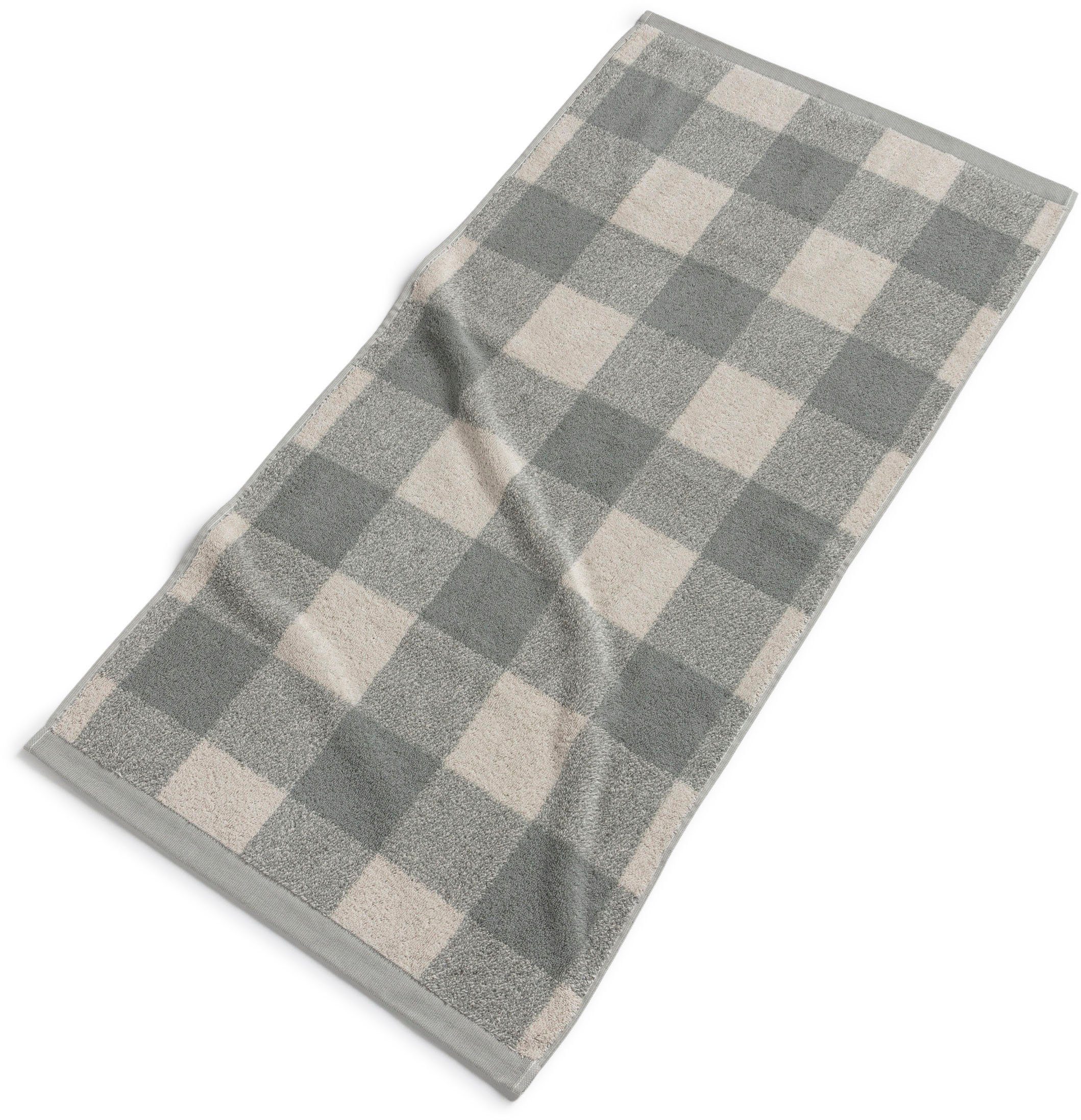 Möve Duschtuch Timeless Karo, Jacquard-Walkfrottier (1-St)