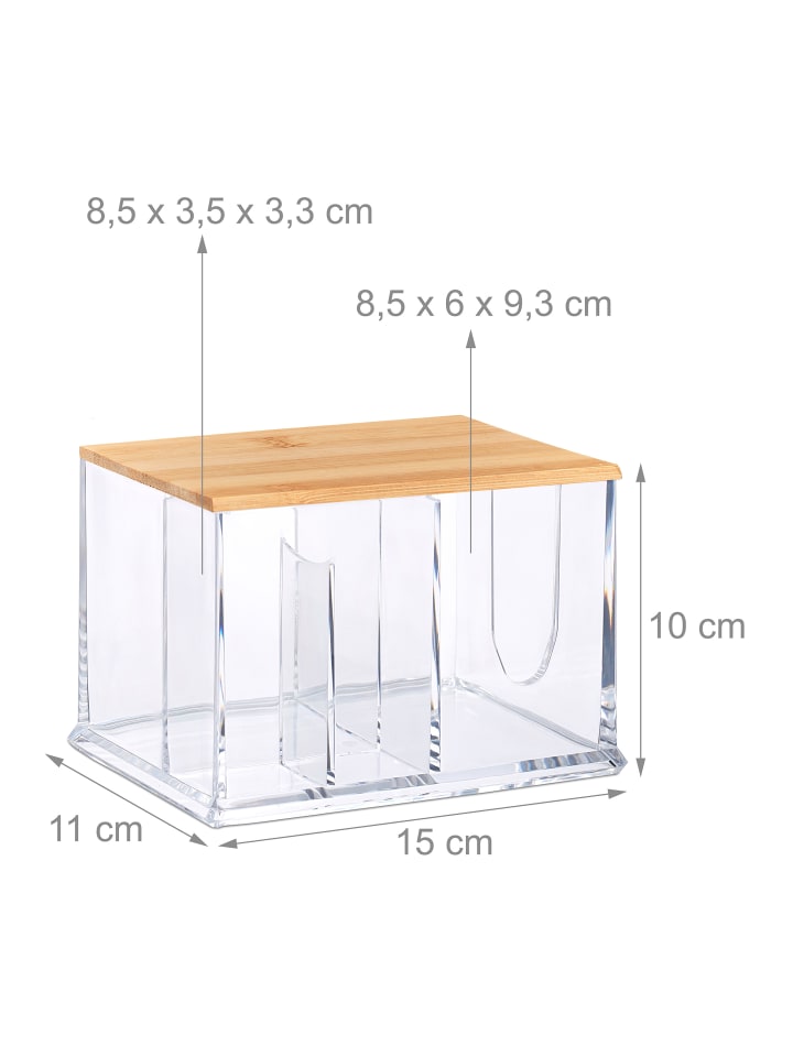 relaxdays Wattestäbchen Aufbewahrung in Transparent/ Natur günstig kaufen onesize