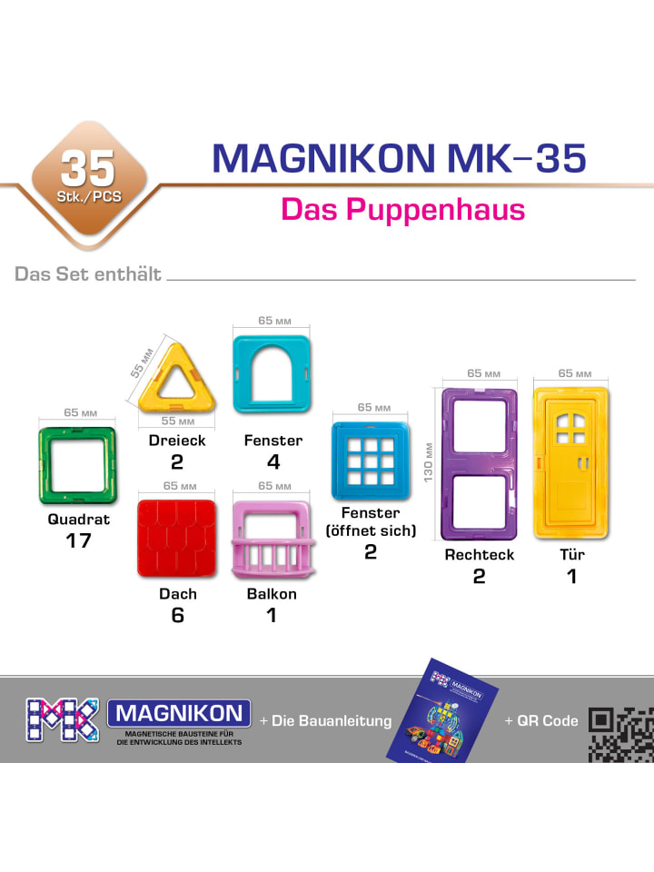 MAGNIKON Magnetische Bausteine MK-35 Das Puppenhaus, 35-Teilig-ab 3 Jahre günstig kaufen onesize