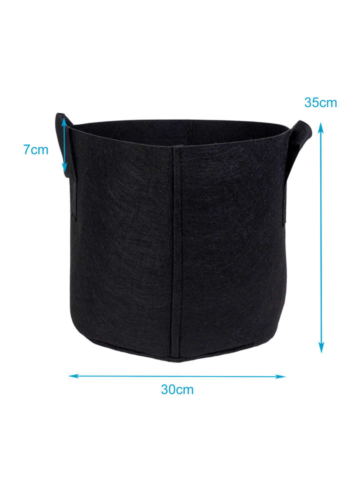 Intirilife Vlies Pflanzsack - Pflanzen Übertopf in 10x Schwarz - 26L - 35x30cm günstig kaufen 10