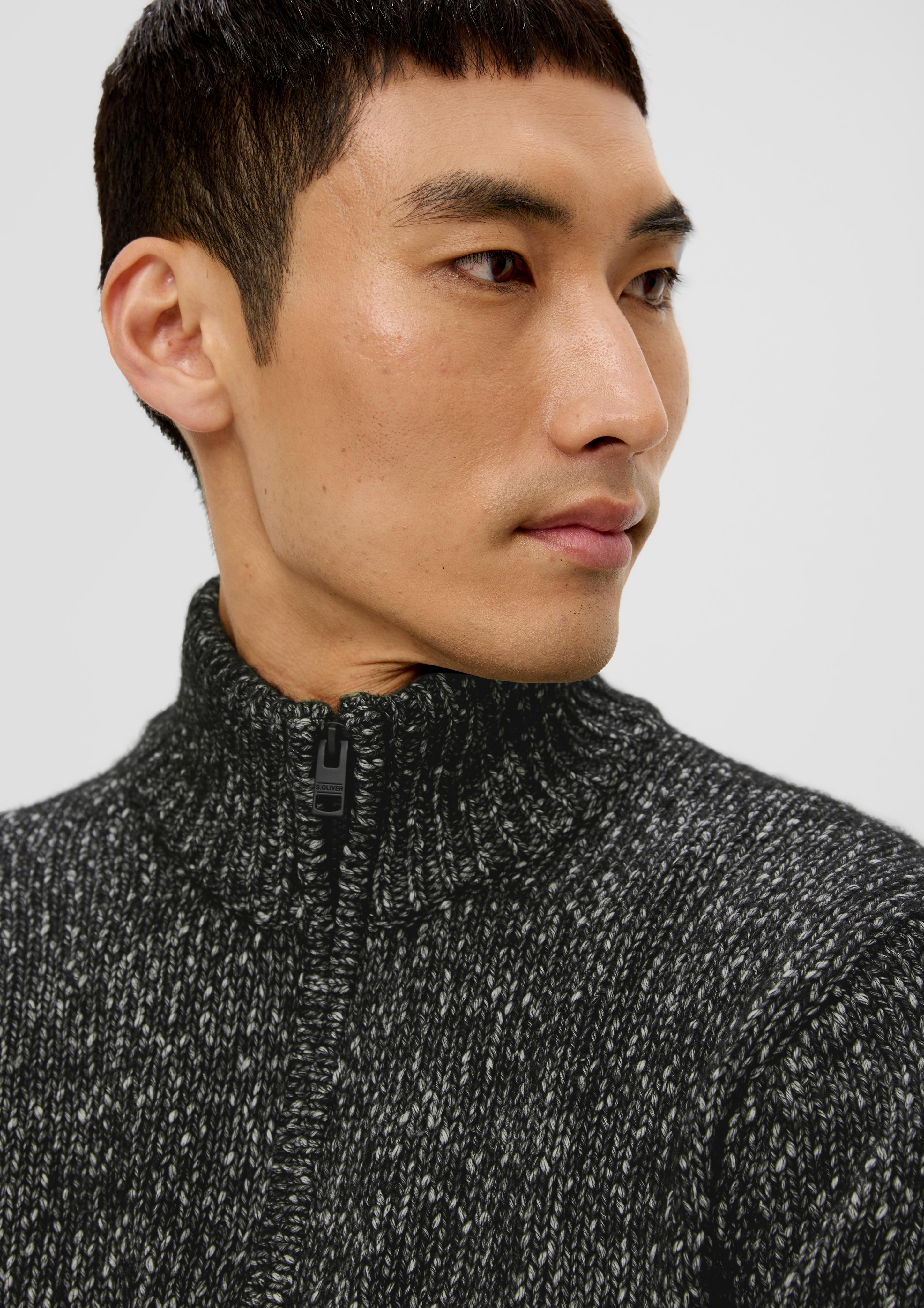 Slim Fit: Strickpullover mit Reißverschluss  2143022-99X0