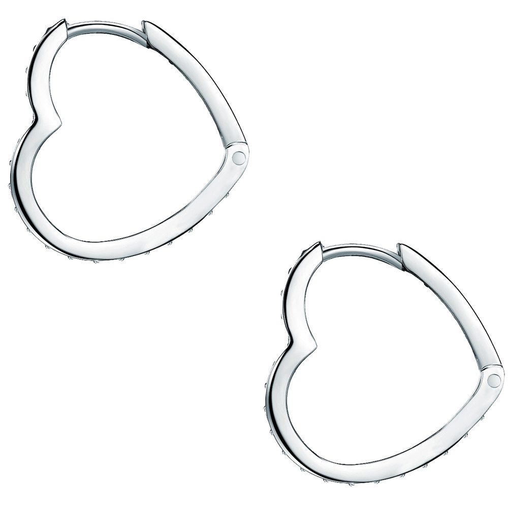 Rafaela Donata Créoles en argent Coeur Argent sterling Oxyde de zirconium (CZ) en Argent Boucles d'oreilles