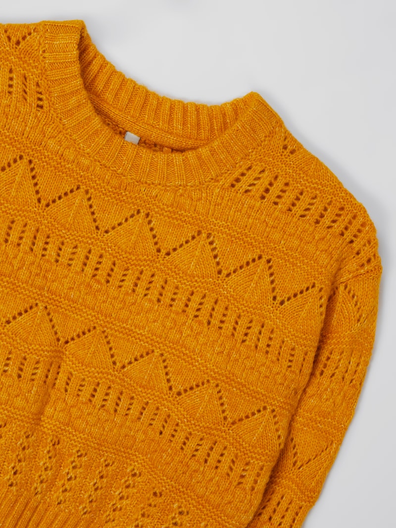 Pullover mit Lochmuster Modell 'Xabrina' in senfgelb