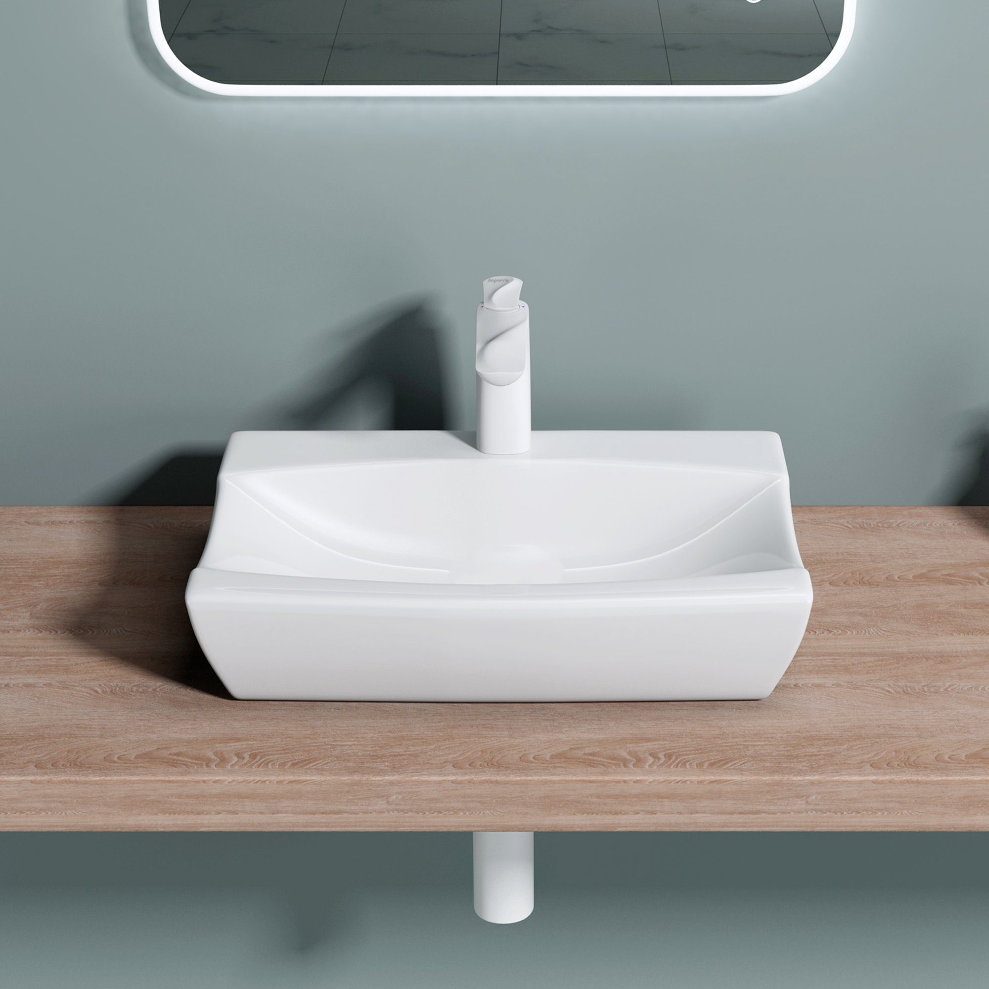 doporro Aufsatzwaschbecken doporro Design-Aufsatzwaschbecken inkl. Nano-Beschichtung aus Keramik, Hand-Waschbecken / Waschtisch