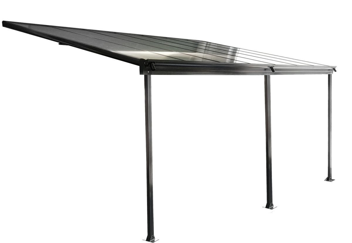 osoltus Vordach osoltus Alu Terrassenüberdachung Terrassendach Veranda grau 435x300 cm