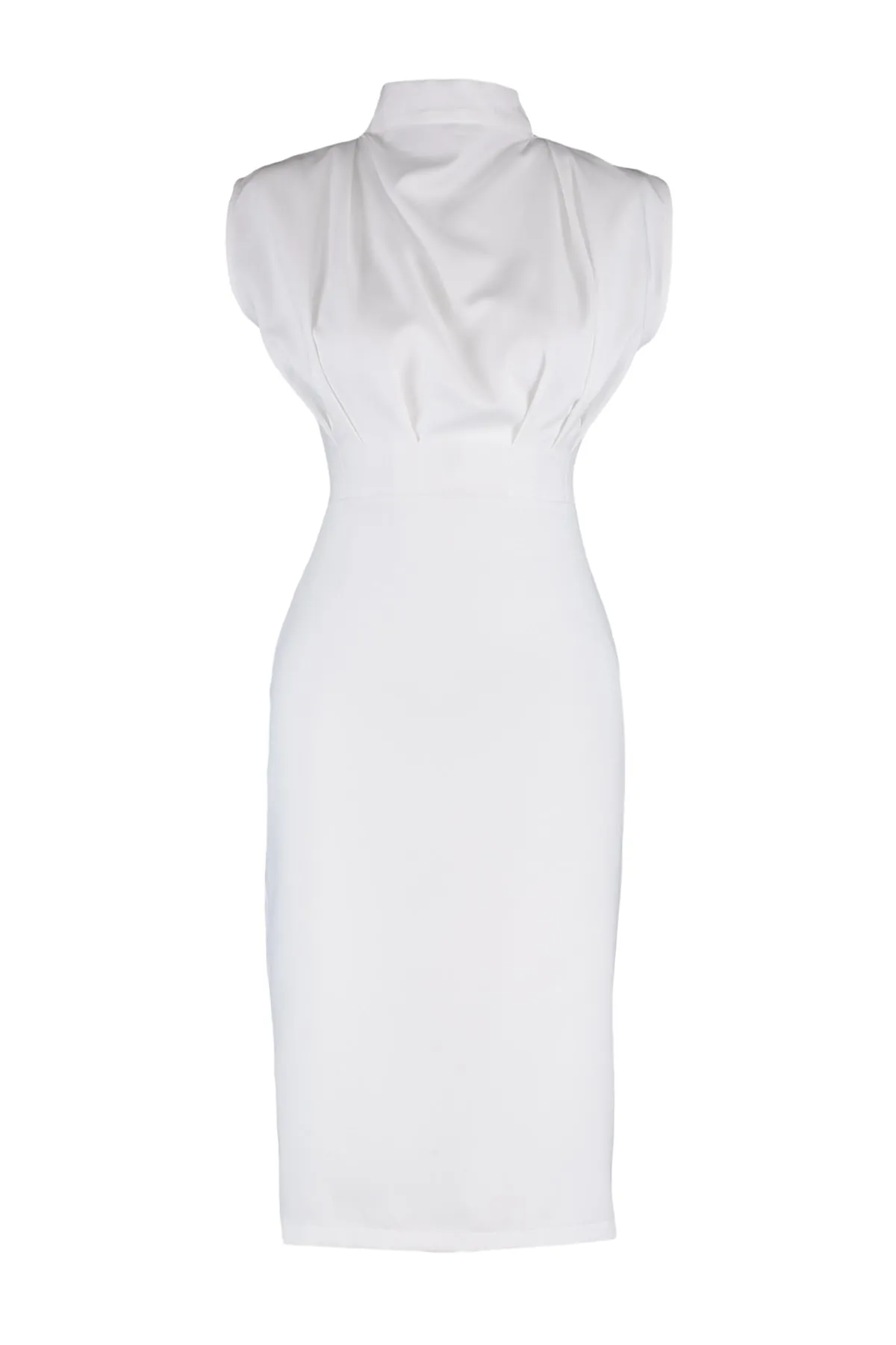 Trendyol Collection  Ecrufarbenes, figurbetontes, gewebtes Kleid mit Stehkragen TWOAW20EL0311