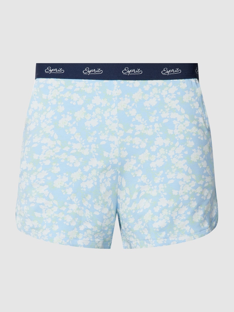 Pyjama-Shorts mit elastischem Logo-Bund in hellblau