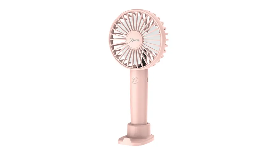 XLayer Tragbarer Handventilator mit Smartphone Halterung 1.200 mAh Pink