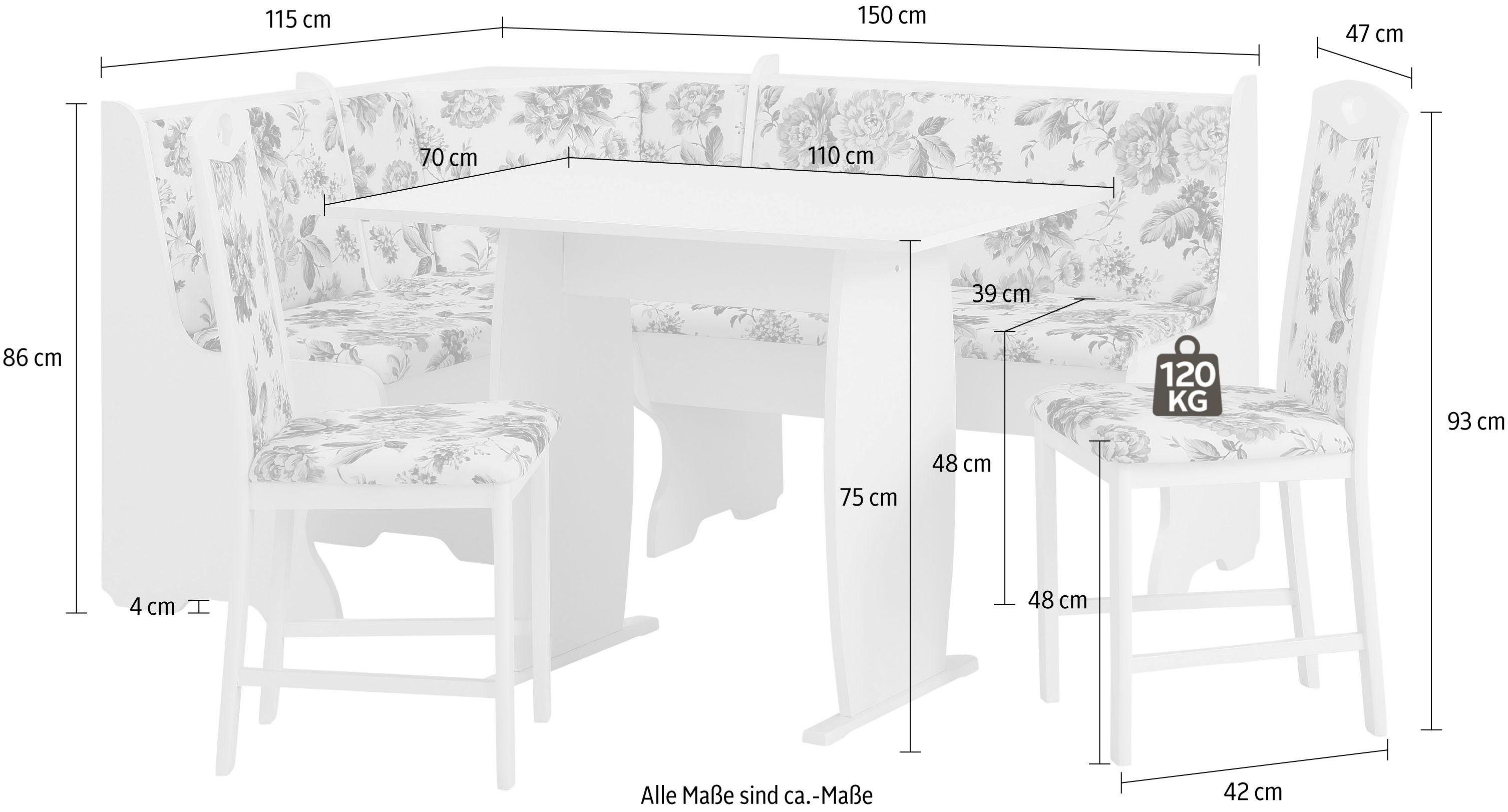 Home affaire Eckbankgruppe Minden 3, (Set, 4-tlg), im rustikalen Landhausstil