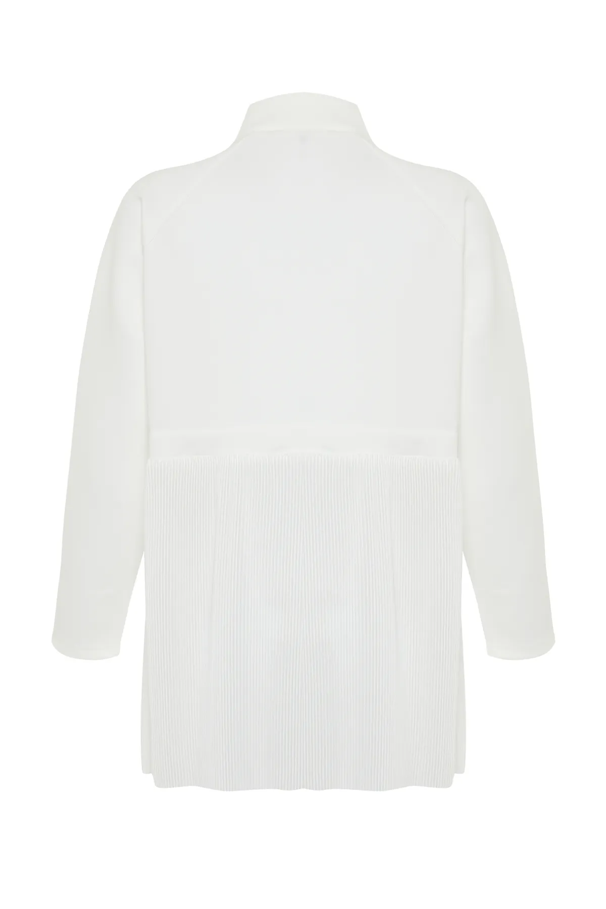 Trendyol Modest  Ecrufarbene, gewebte Tunika mit Plissee-Spitze und Taucherrock TCTSS24UK00035