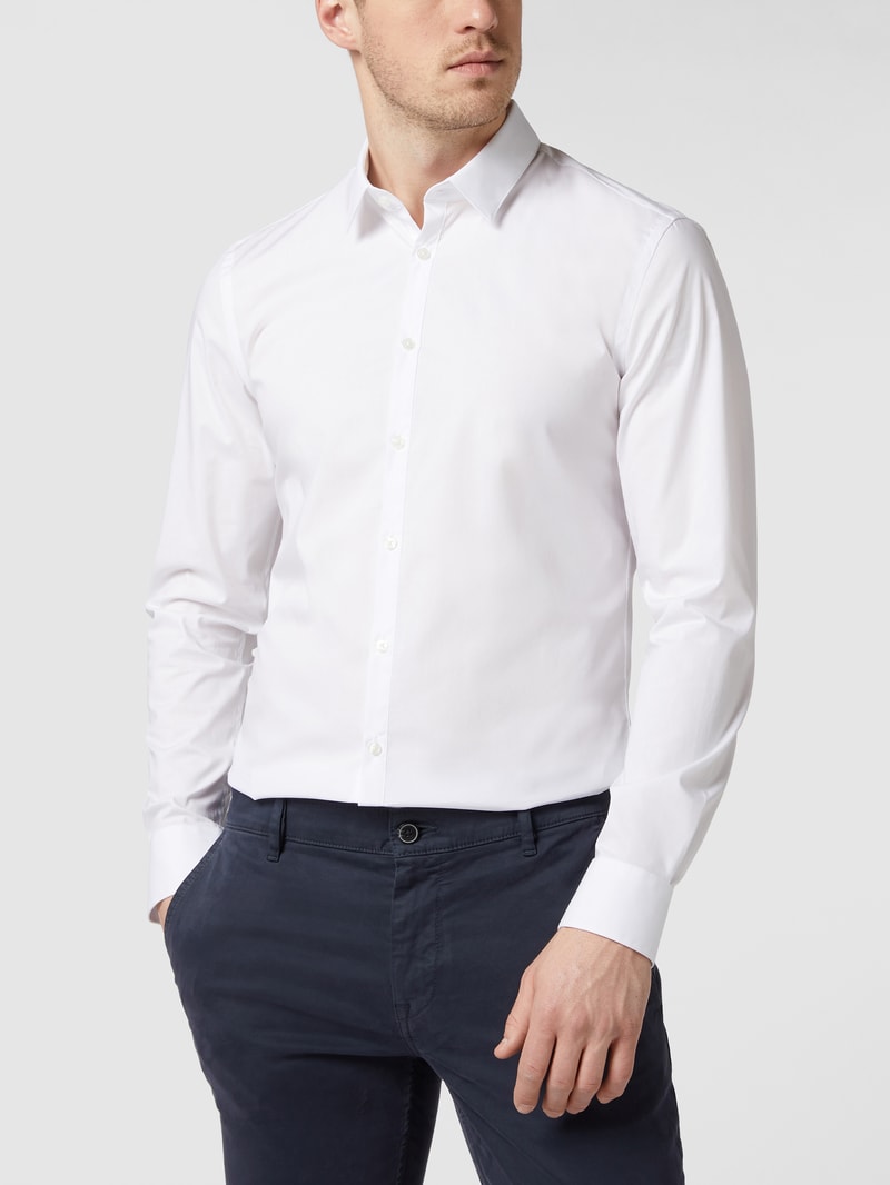 Super Slim Fit Business-Hemd aus Popeline in weiß