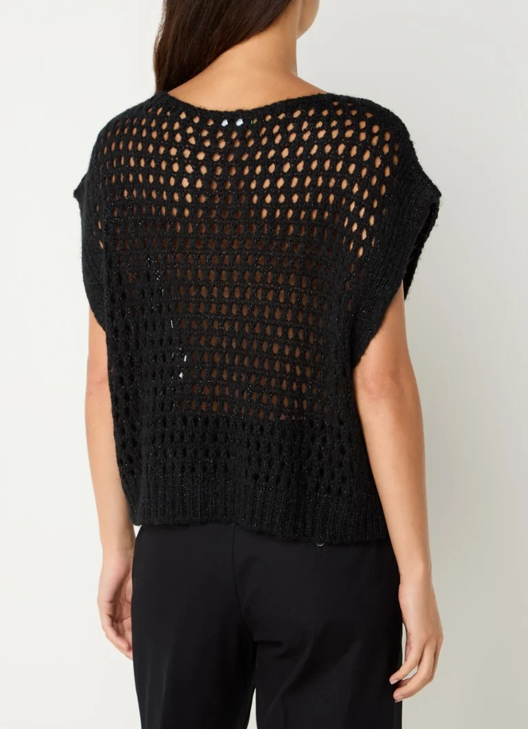 Cardigan gros Benetton cu imprimeu ajurat și lurex.