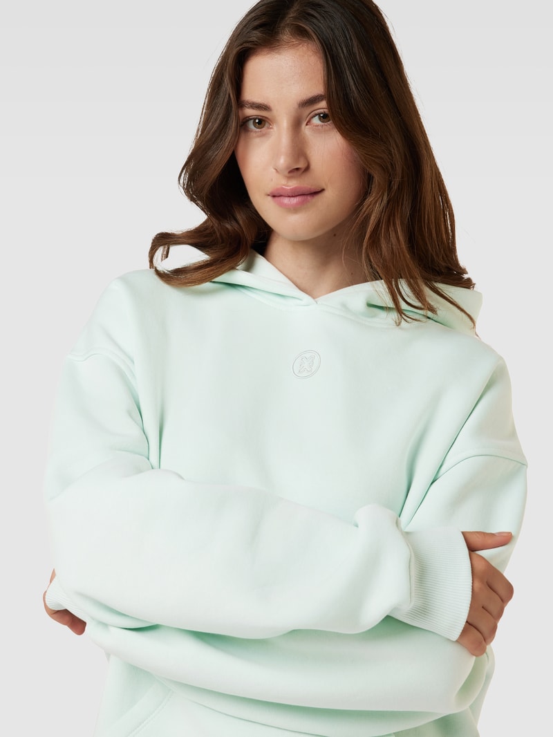 Hoodie mit Label-Stitching in mint