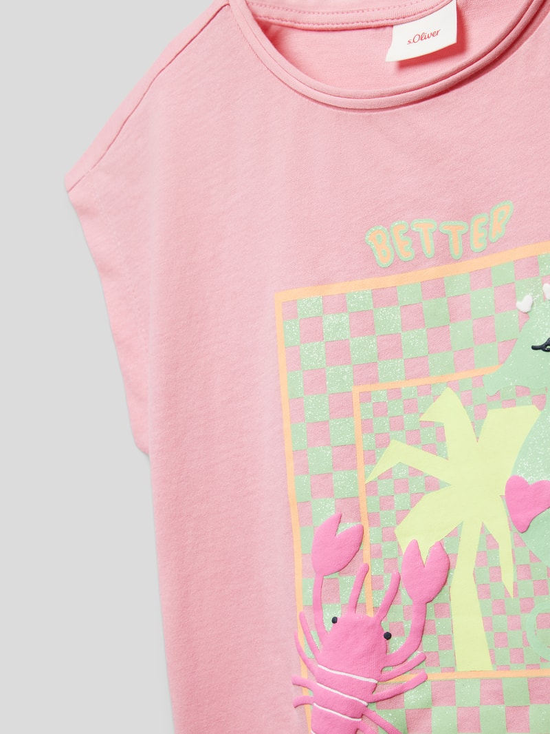 T-Shirt mit Motiv-Print in rosa