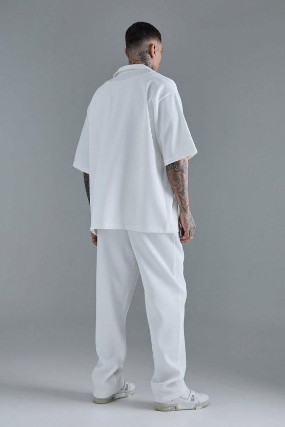 Kurzärmliges Oversize Hemd & Hose mit geradem Bein