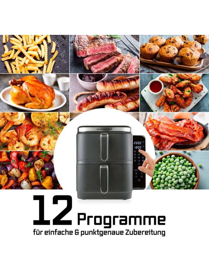 Gourmetmaxx GOURMETmaxx FryUp Vertikale Doppelkammer-Heißluftfritteuse - 10 L - 2800 Watt günstig kaufen onesize