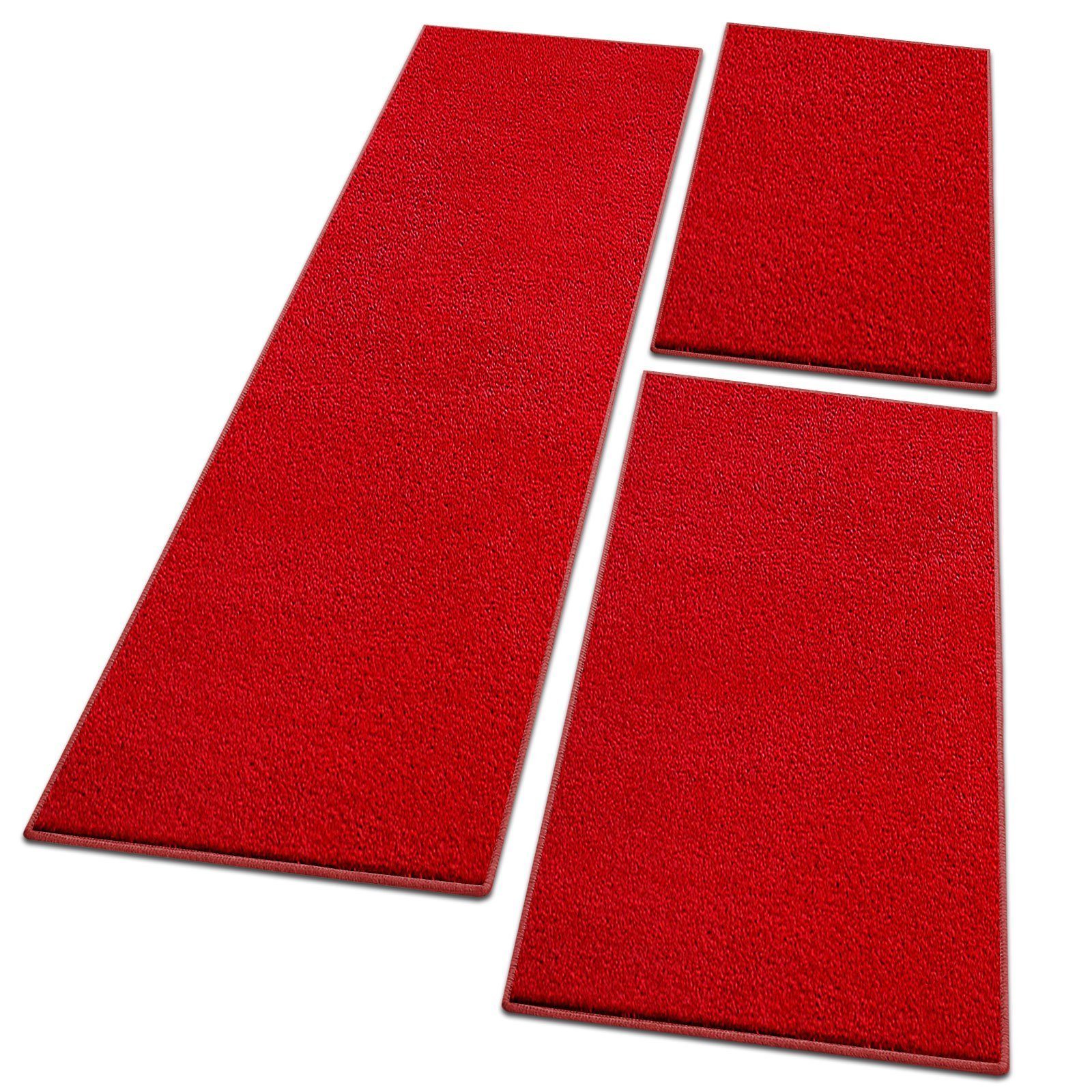 Hochflor-Bettumrandung Dynasty Rot, 3 Größen, Läufer, ideal im Schlafzimmer Floordirekt, Höhe 8.5 mm, (3-tlg), Velours