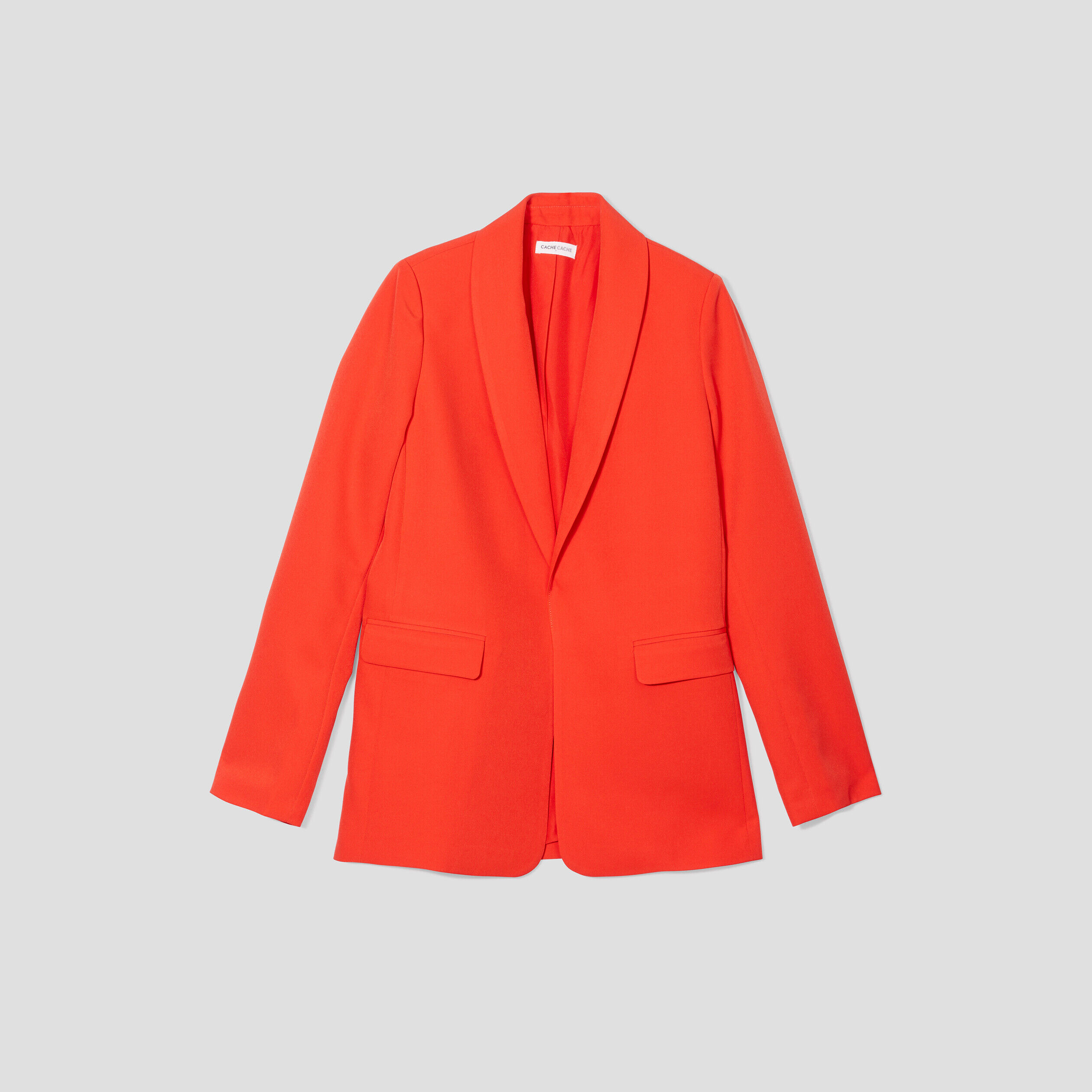 Veste blazer droite col châle rouge femme | Cache Cache