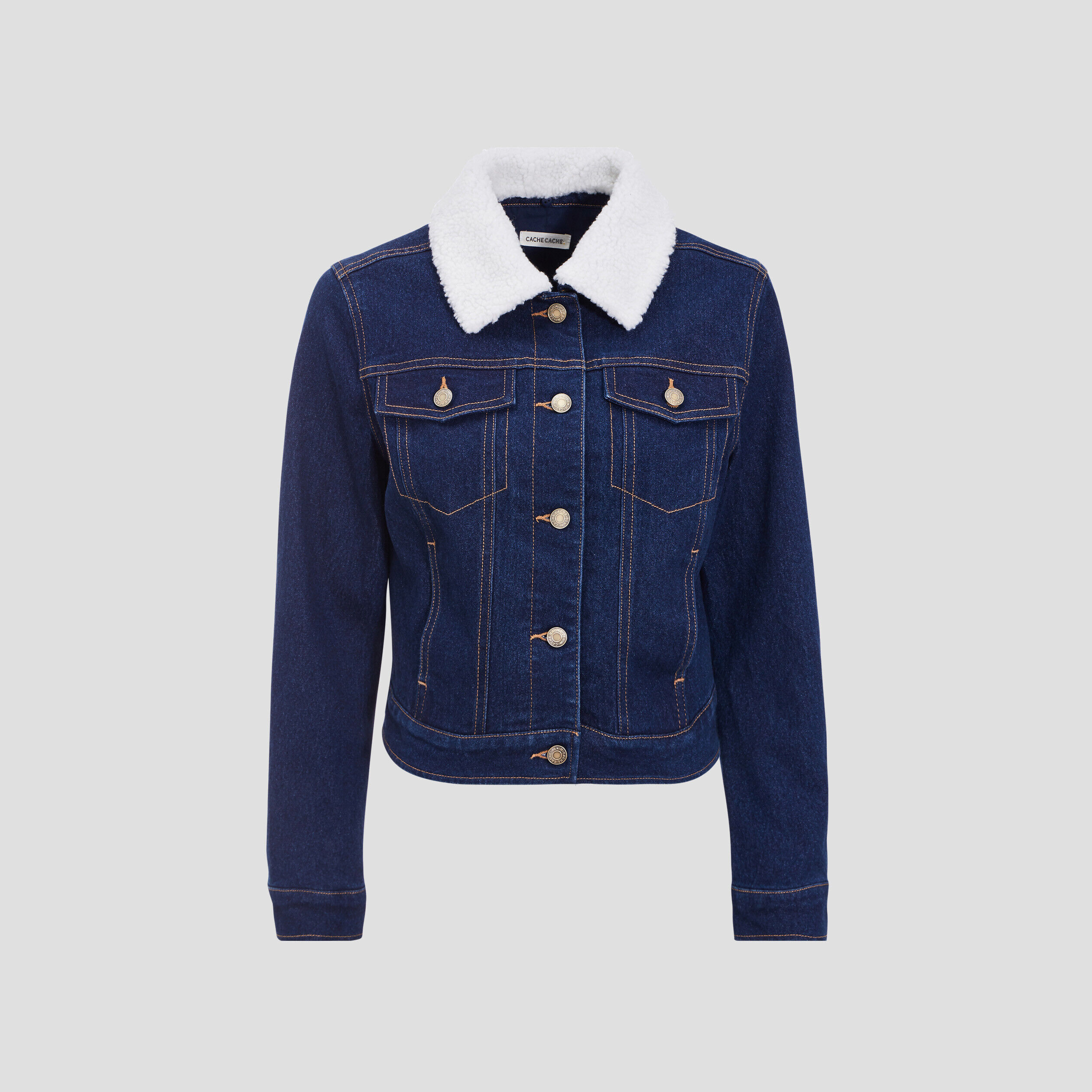 Veste droite boutonnée en jean denim brut femme | Cache Cache