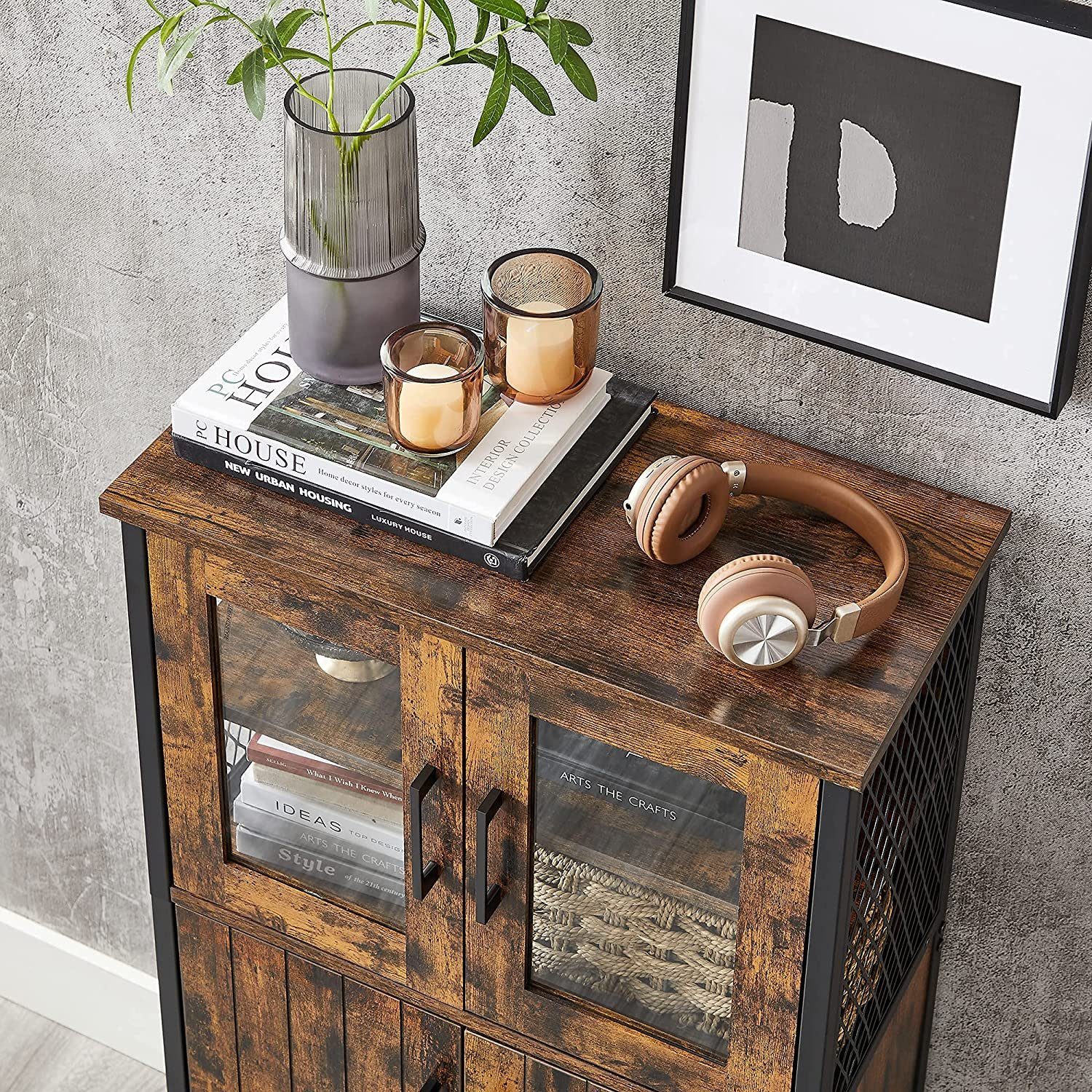 VASAGLE Highboard Kücheschrank, Höhe 108 cm, für Küche, Industriestil