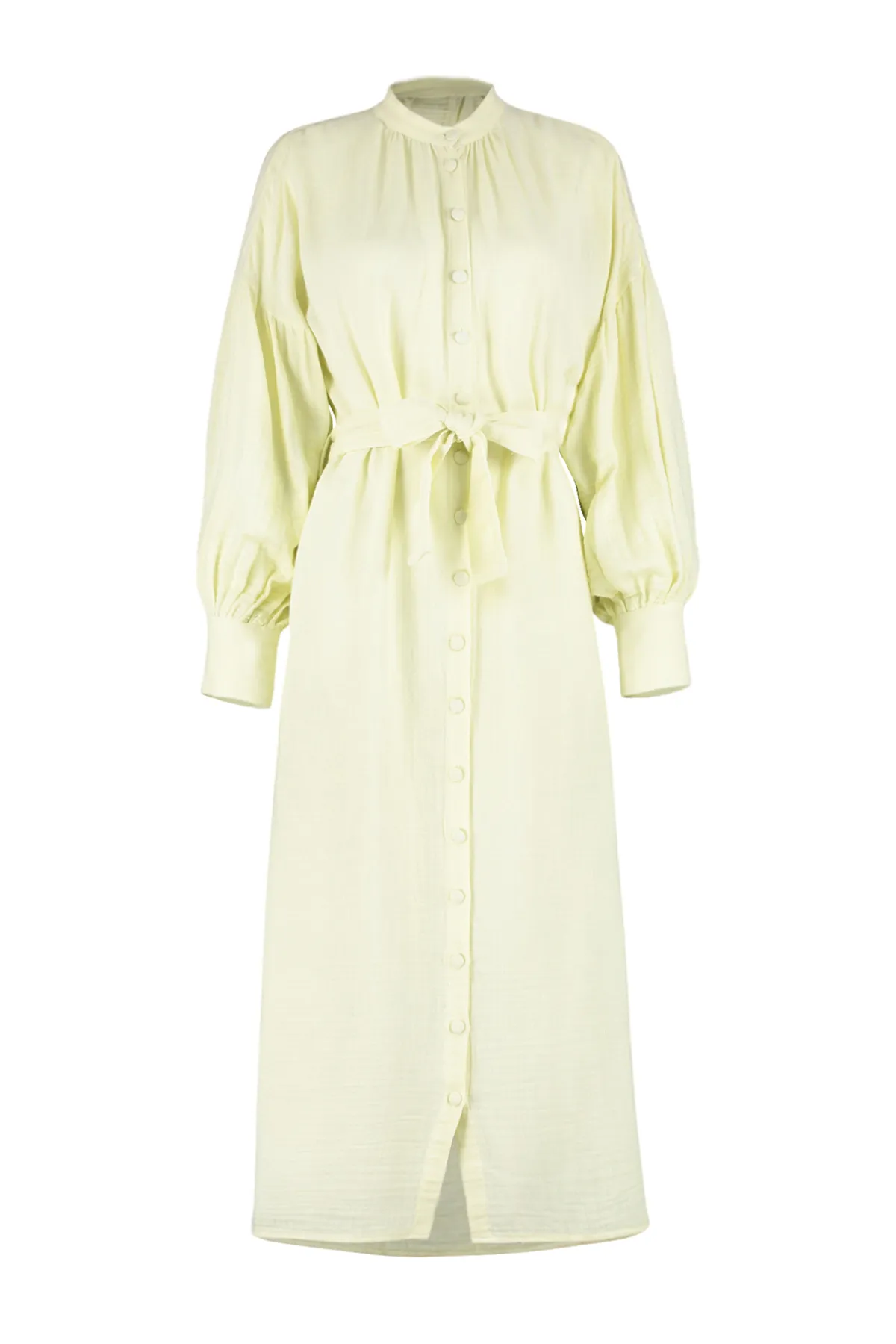 Trendyol Modest  Mintfarbenes, gefüttertes, schlicht gewebtes Kleid mit Ballonärmeln TCTSS24EB00164