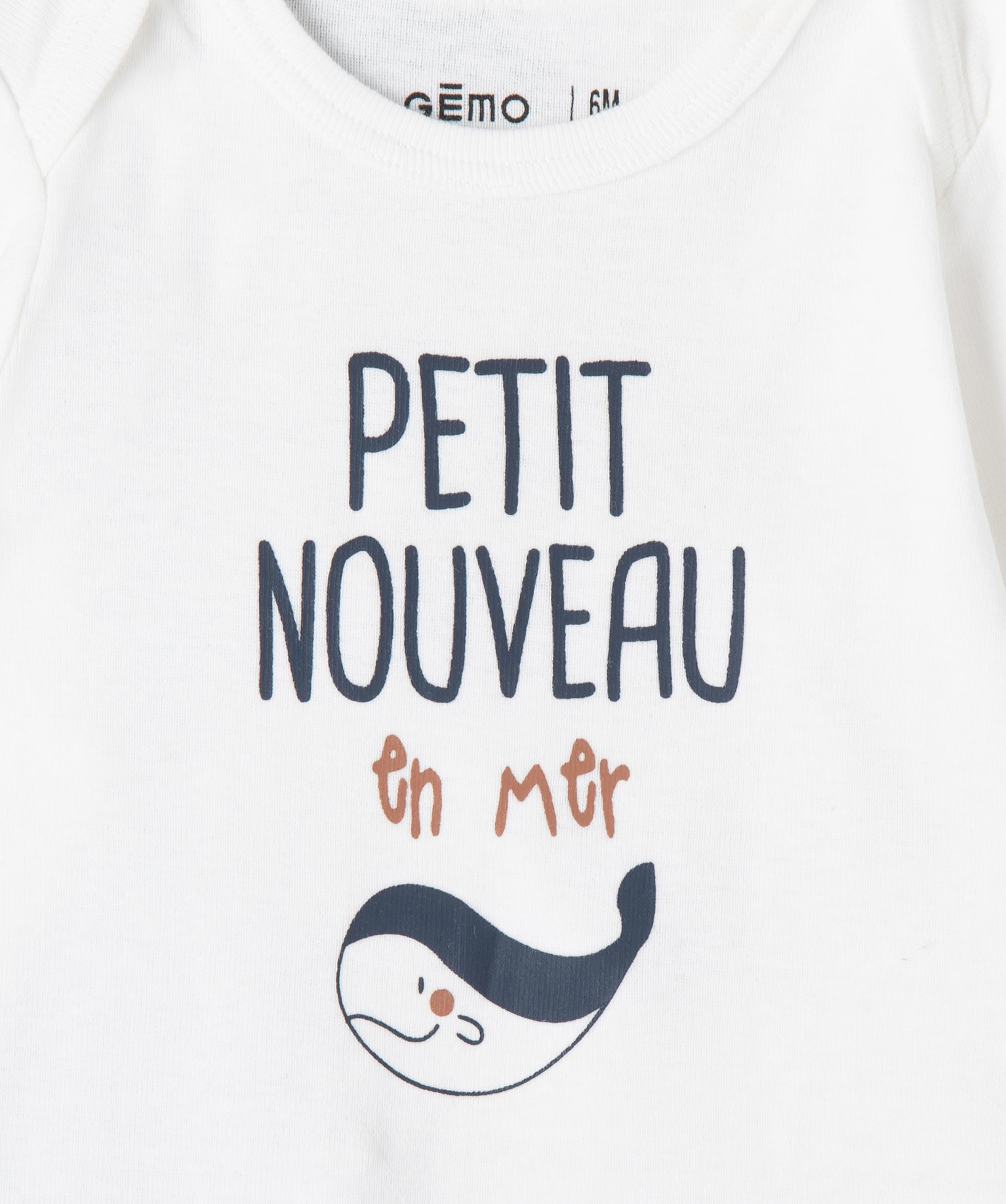 Body bébé à manches longues à motifs marins (lot de 3) marine | GEMO