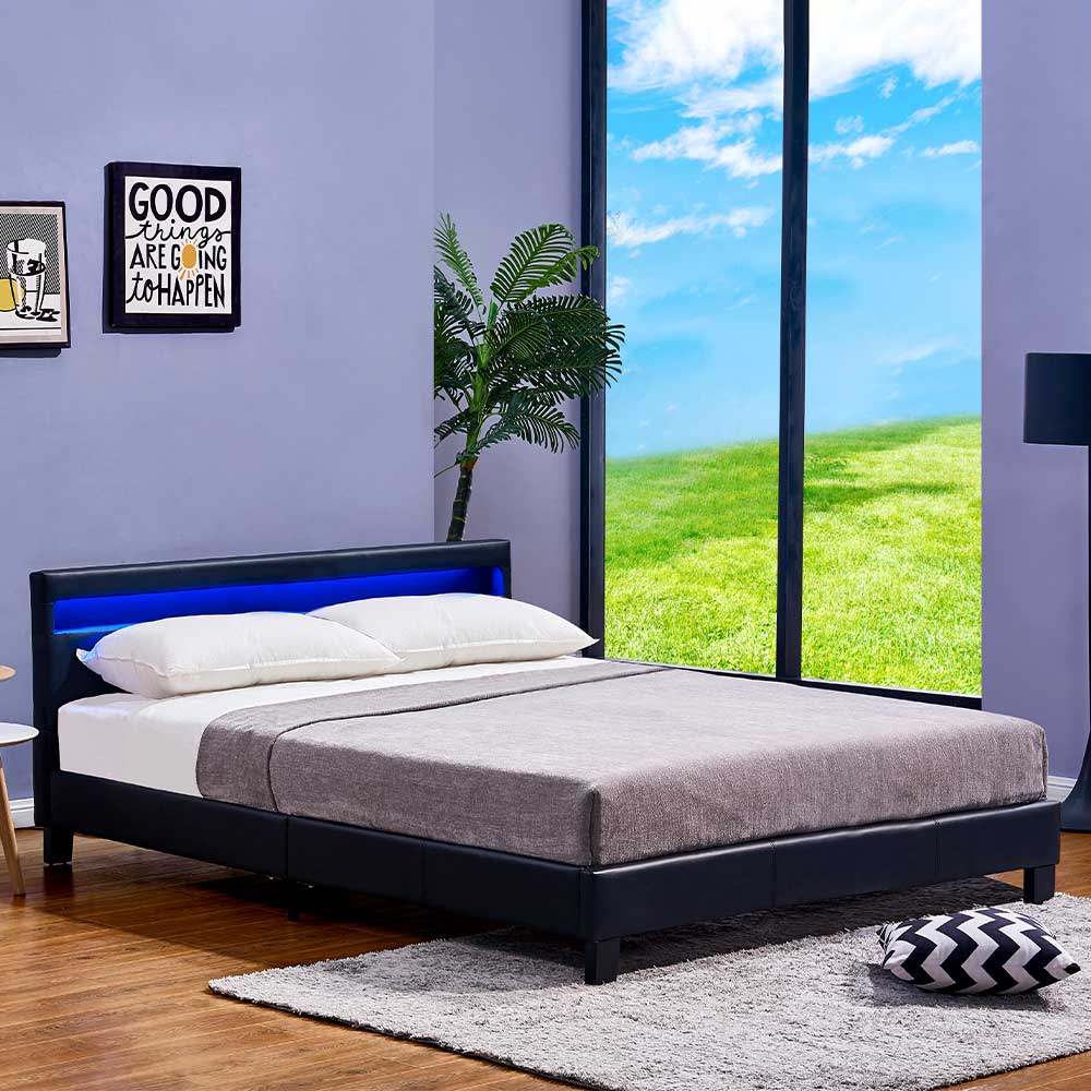 Home Deluxe LED Bett ASTRO - 180 x 200 cm Schwarz