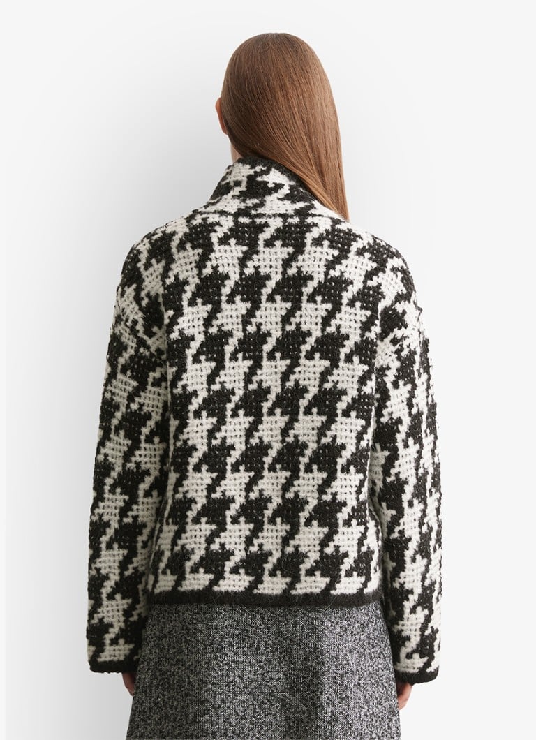 Marc O'Polo Chunky knit sweater in alpaca wool blend with houndstooth design
