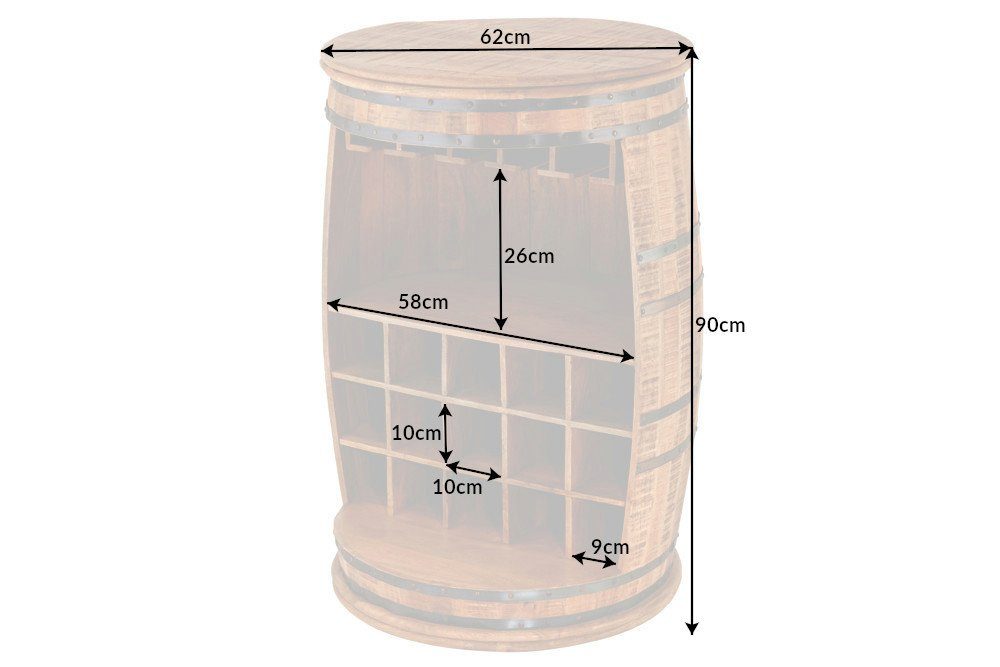 riess-ambiente Weinregal BODEGA 90cm natur, 1-tlg., Wohnzimmer · Massivholz · Schrank · Fass
