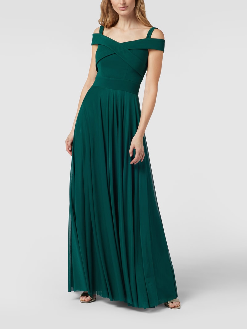 Abendkleid mit elastischen Trägern in smaragdgrün
