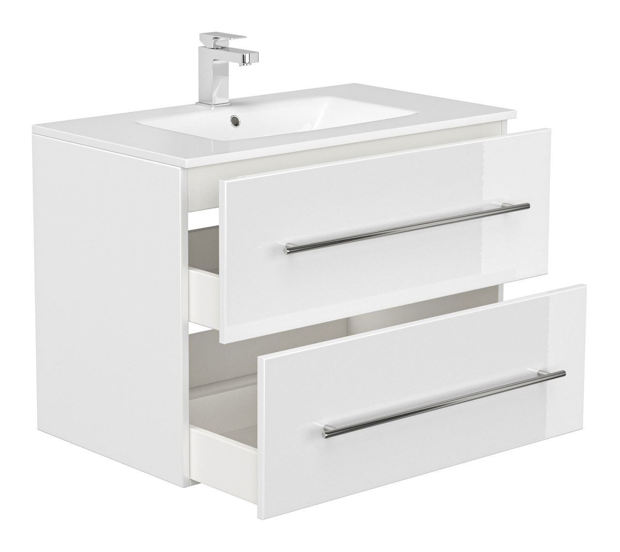 Posseik Badmöbel-Set HOMELINE 80 cm (6-teilig) weiß hochglanz EEK: F