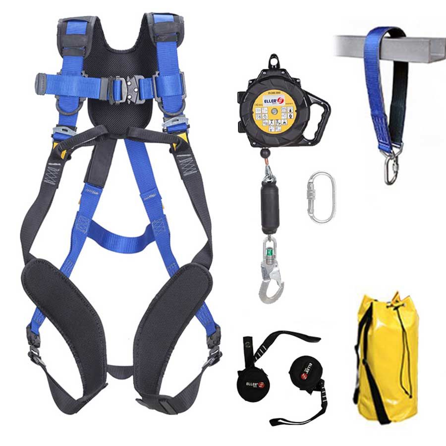 Ensemble de protection antichute ELLERsafe FP-SET-VD-PROFI pour toits plats, tailles M à XL