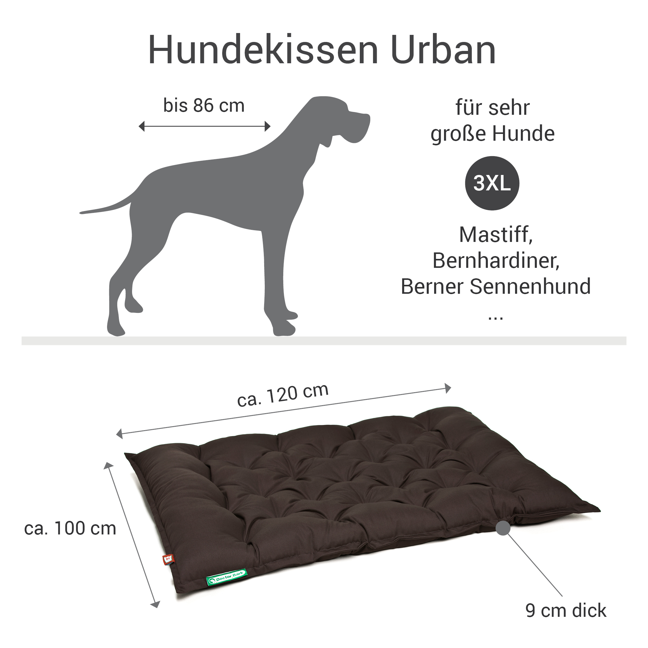 Doctor Bark Hundekissen Doctor Bark Liegekissen Urban sandbraun XXXL