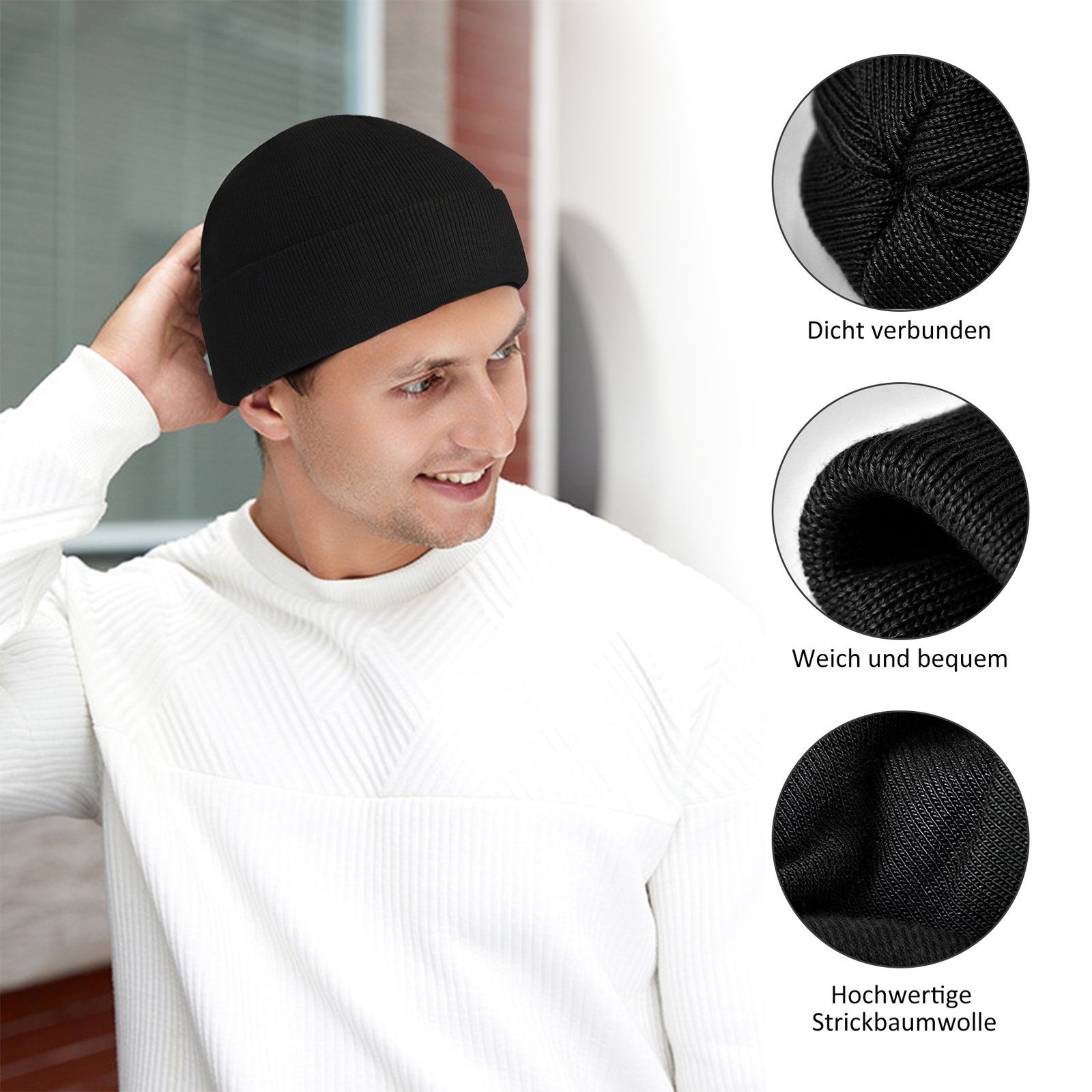 CALIYO Strickmütze Wintermütze Herren Damen Strickmütze Beanie Mütze Wollmütze Winter Erwachsener klassisches Design Herrenmütze Weich Elastisch
