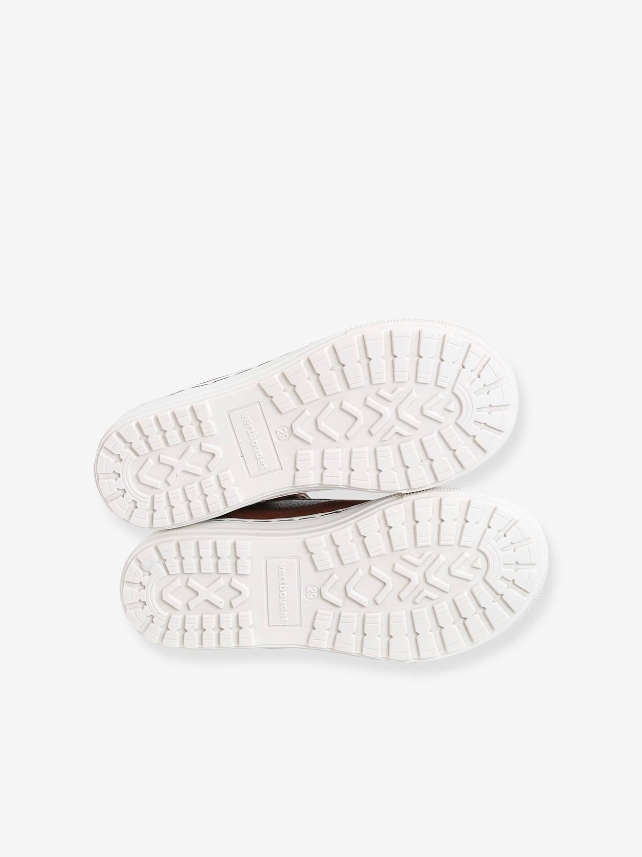 Baskets montantes cuir garçon lacées et zippées marron