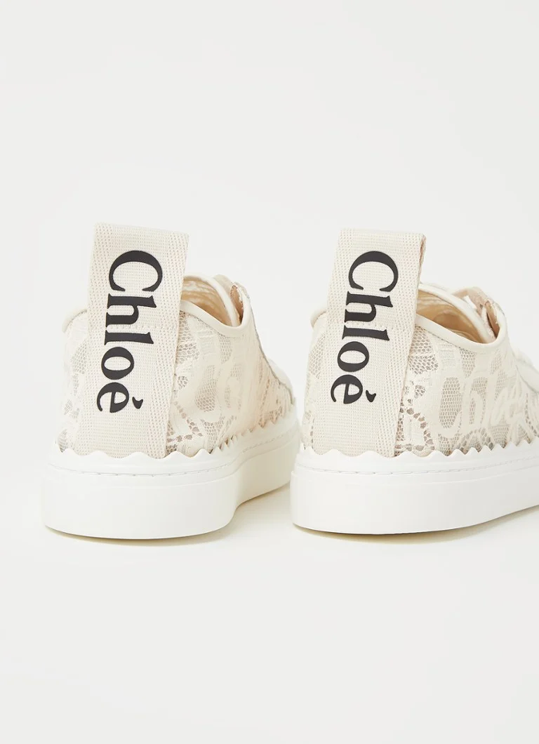 Chloé  Lauren sneaker van kant met kalfsleren details