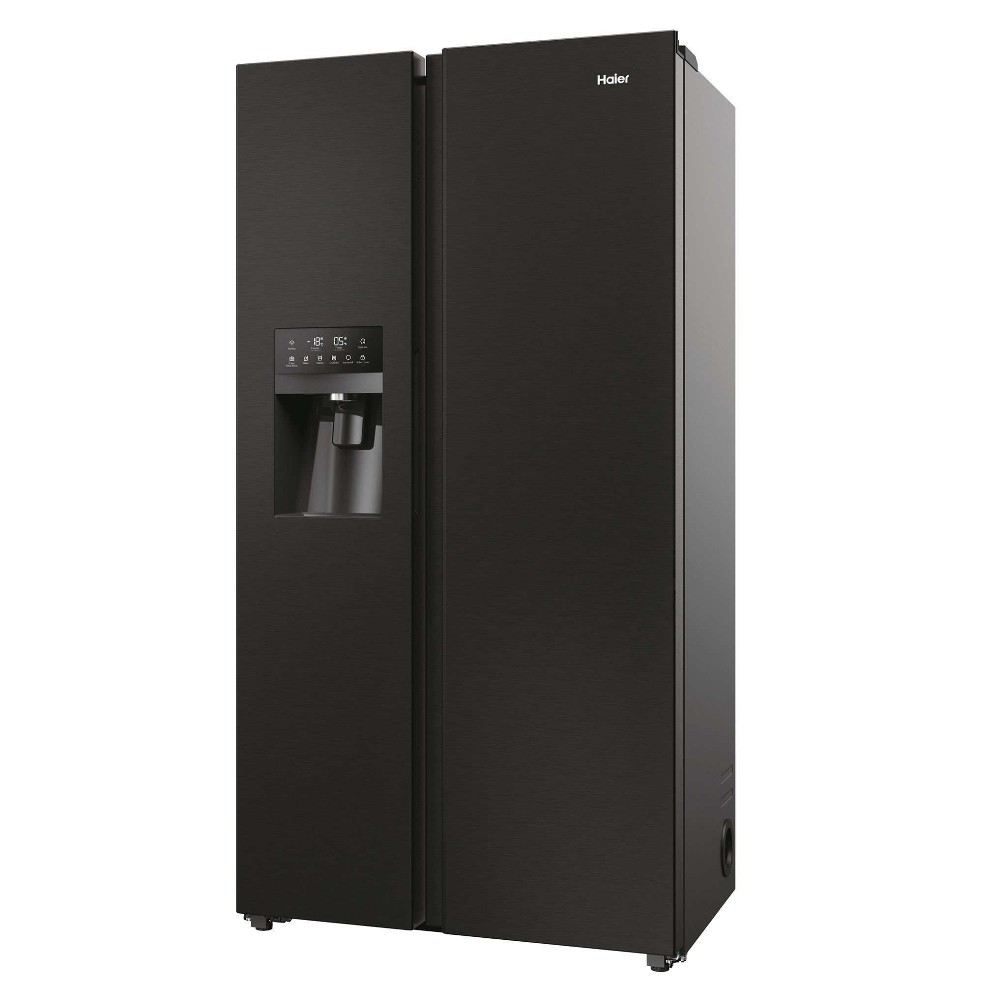 Haier Kühlschrank Schwarz Matt XL Slim HSR5918DIPB, 177,5 cm hoch, 90,8 cm breit, Eiswürfeldispenser, Multi Airflow, Top LED Beleuchtung, Total NoFrost