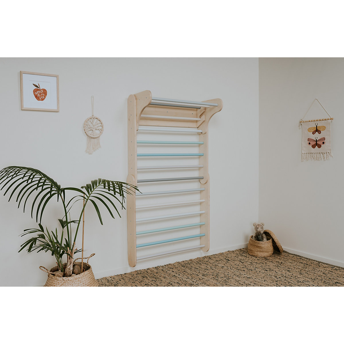 Klettergerüst Sprossenwand Indoor, Kletterdreieck Sprossenwand aus Holz, Klettern Innnen Kleinkind