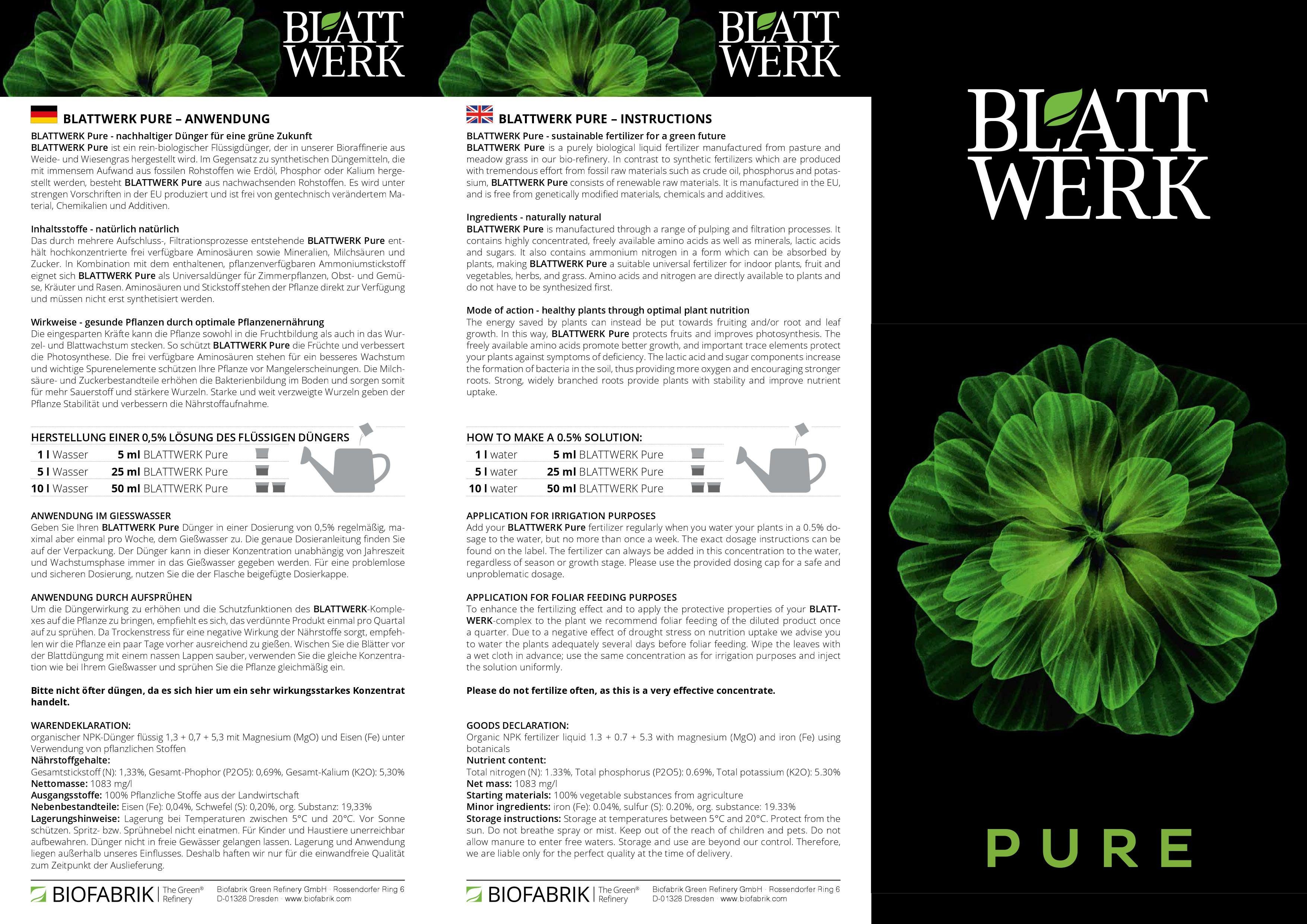 BIOFABRIK Bio-Erde BLATTWERK Dünger, Biodünger, Universaldünger vegan, (1-St)