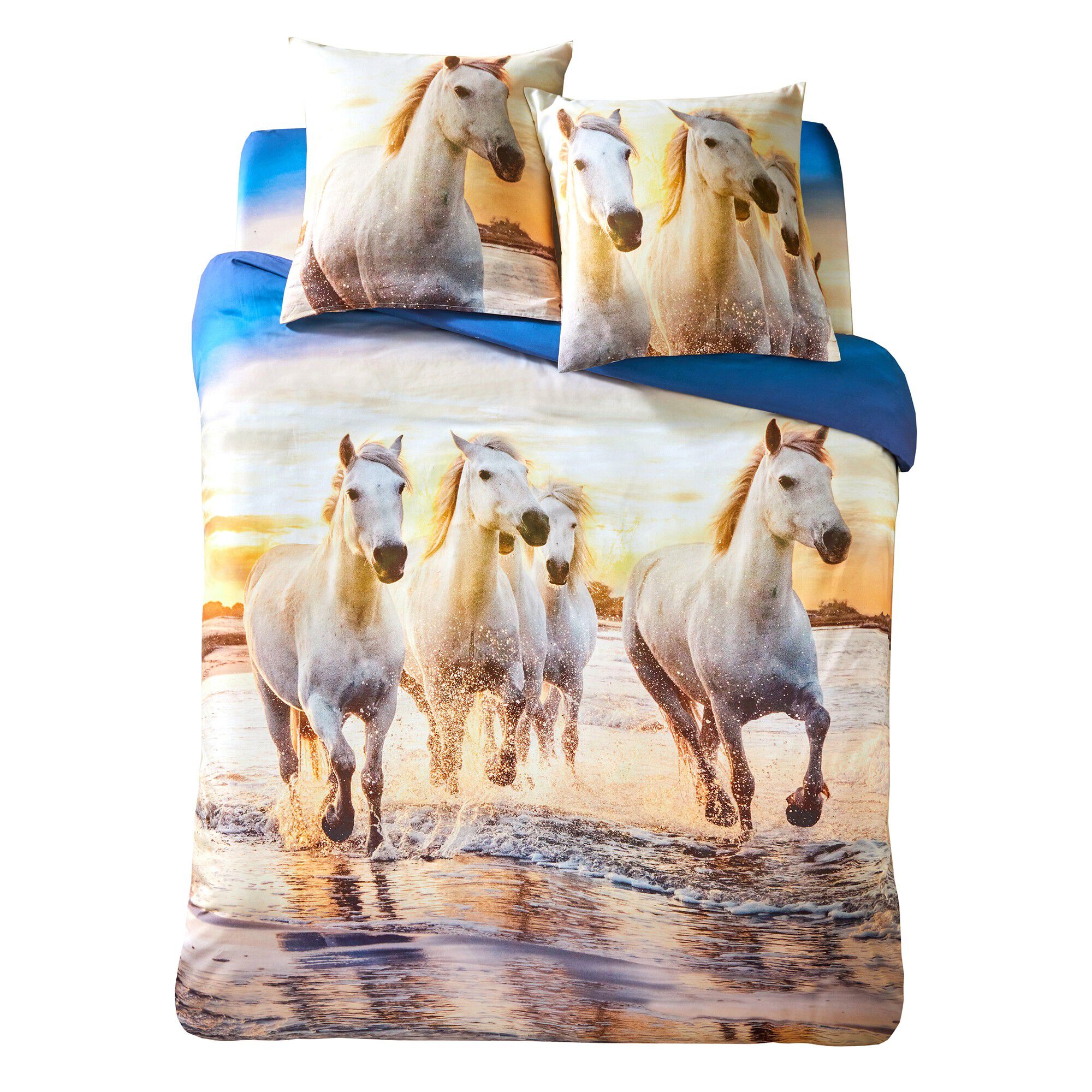 Linge de lit Haras en coton imprimé chevaux