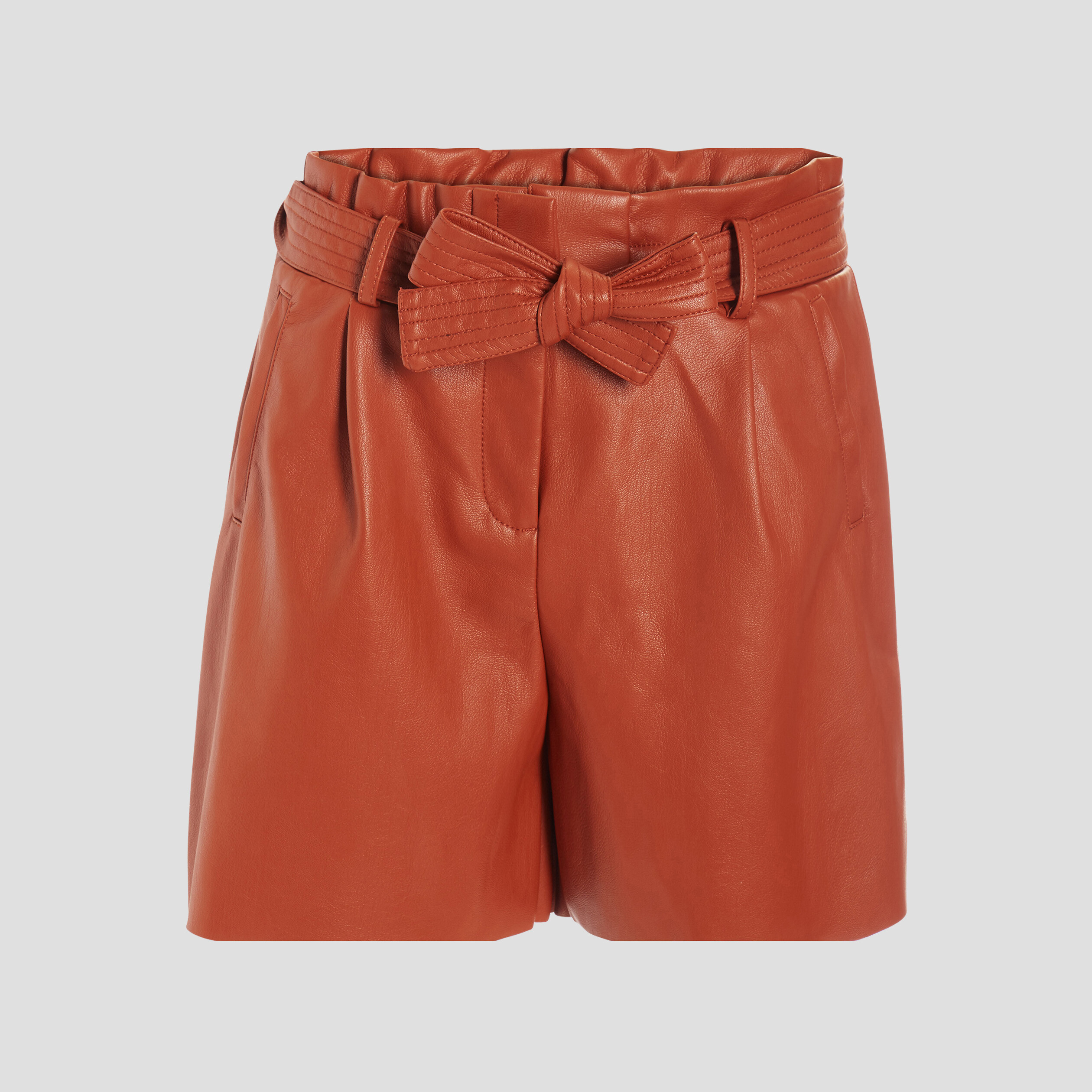 Short simili cuir paperbag marron clair femme | La Halle