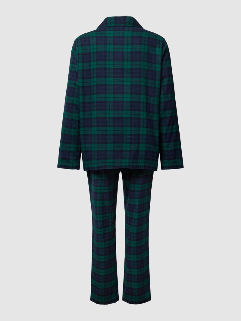 Pyjama mit Tartan-Karo Modell 'FLANNEL HOLIDAY BEAR' in dunkelgrün